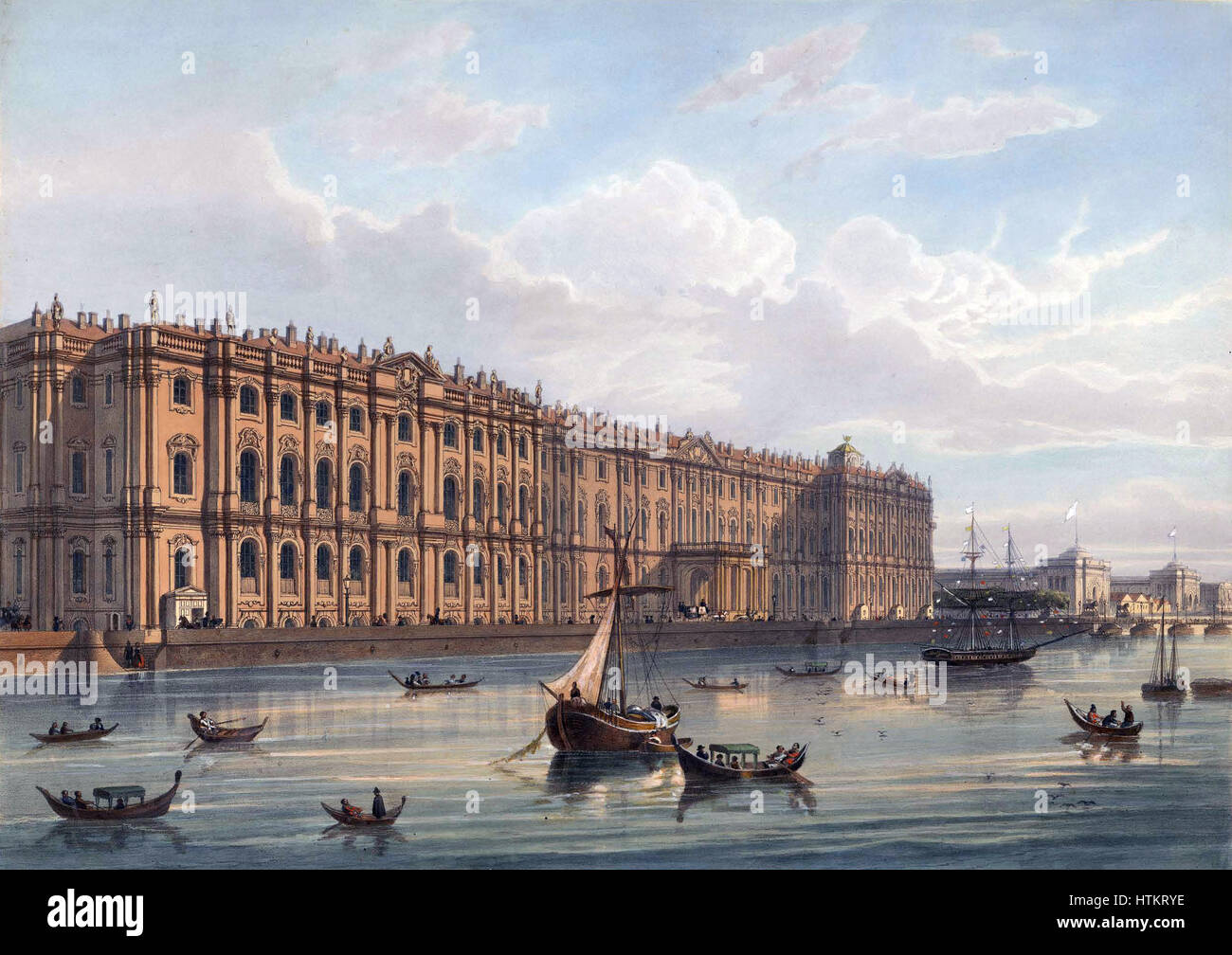 Il palazzo d'inverno (facciata nord) a San Pietroburgo nel XIX secolo Foto Stock