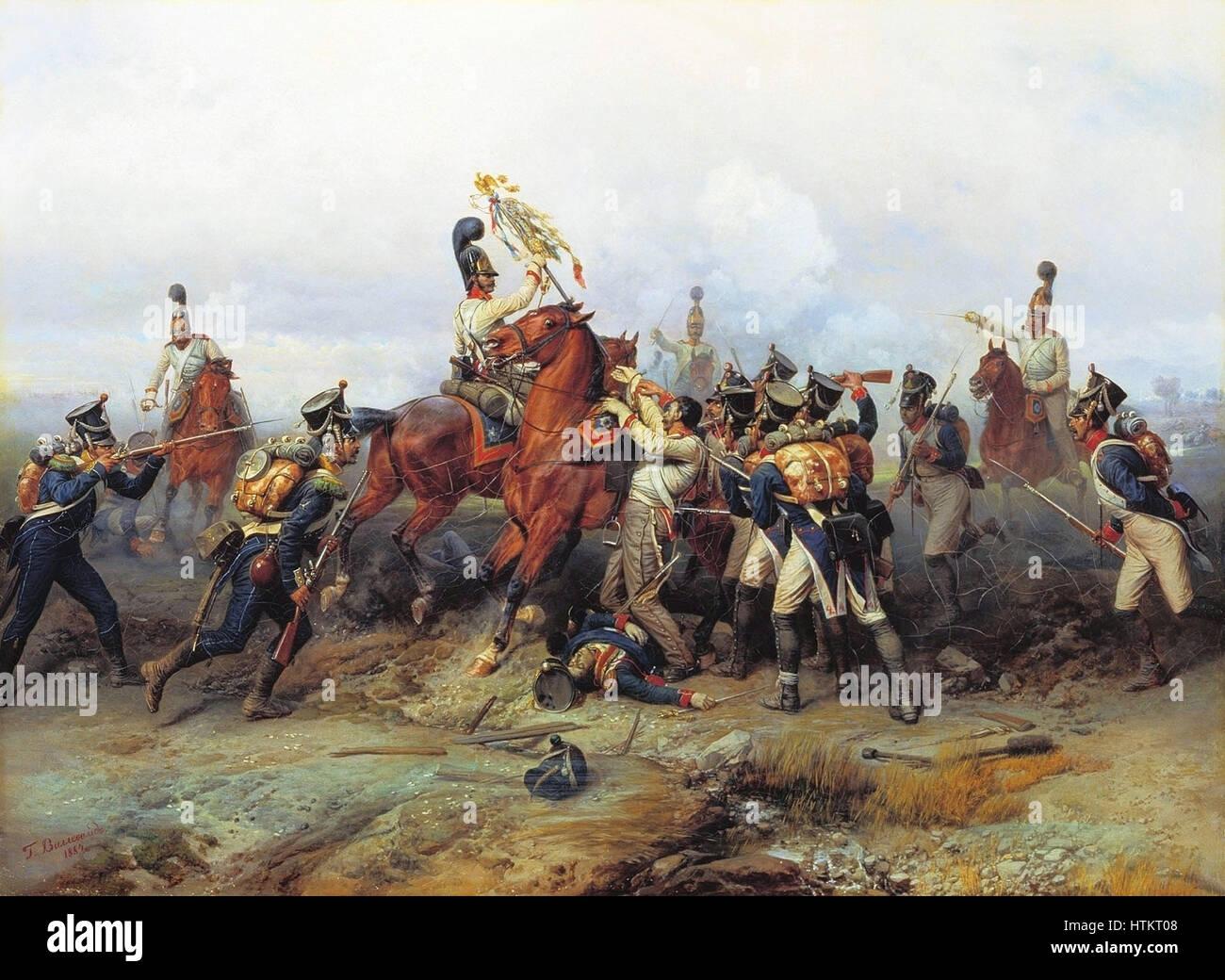 Willewalde - zar della Guardia catturare 4° reggimento di linea standard del ad Austerlitz Foto Stock