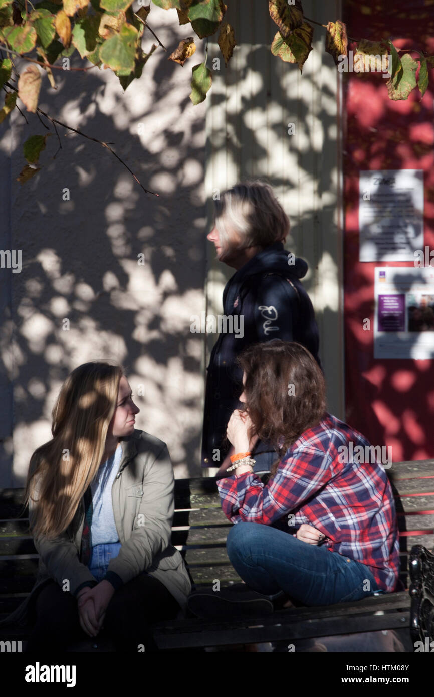 Un sabato pomeriggio in una città del mercato del Suffolk ha colato le ombre dagli alberi Foto Stock