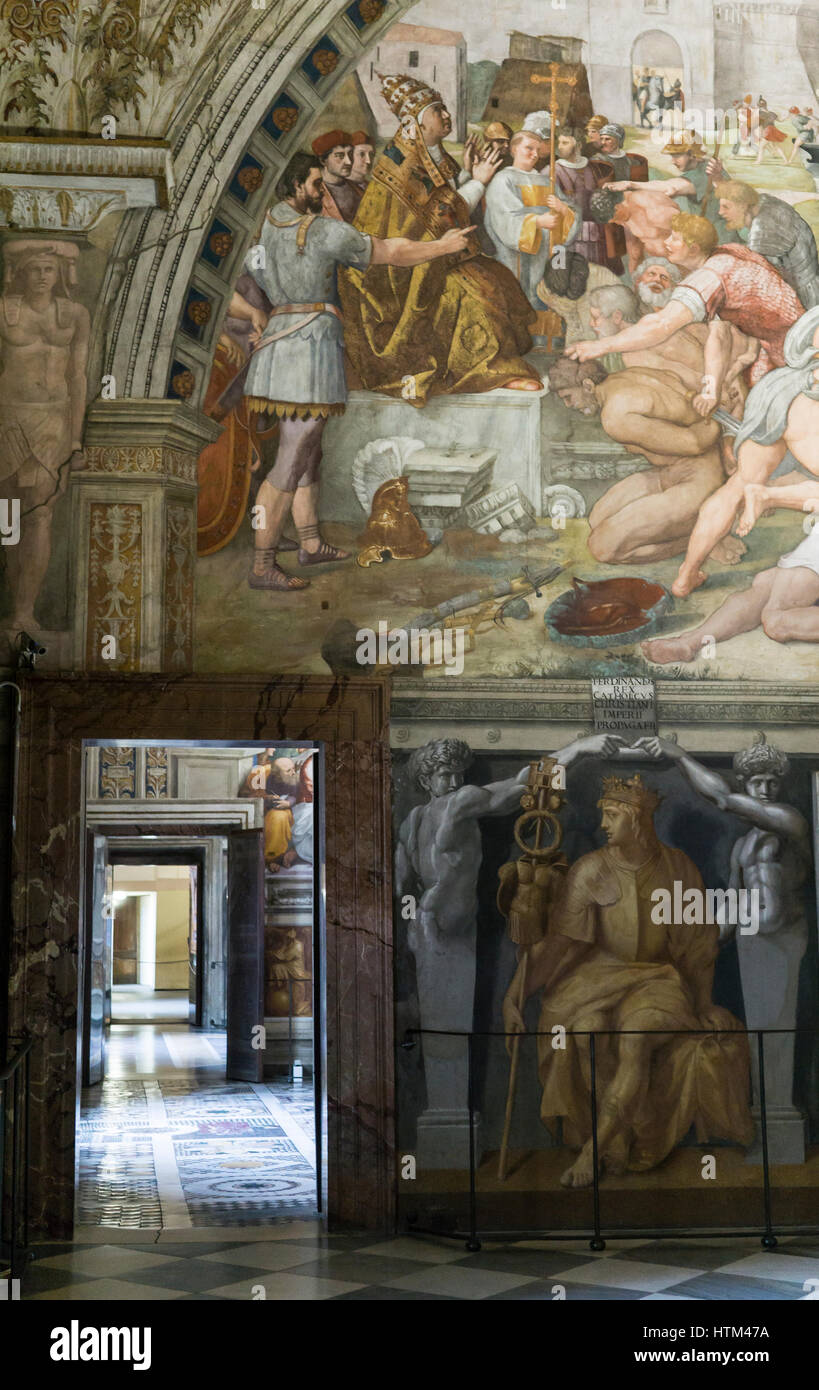 Le stanze di Raffaello(1508-1524) nel Museo del Vaticano, Raffaello(!483-1520). Città del Vaticano, Roma,l'Italia. Foto Stock