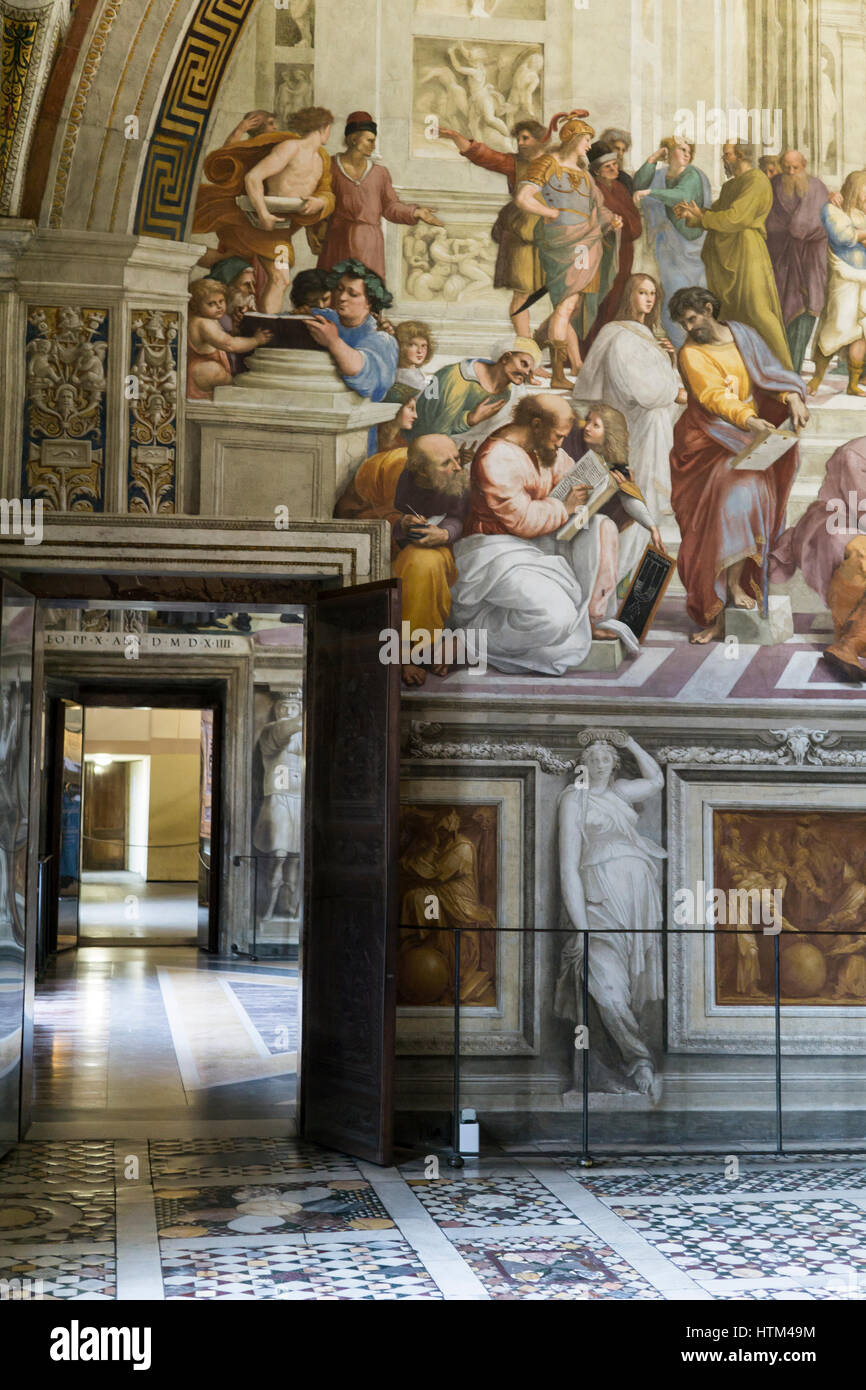 Le stanze di Raffaello(1508-1524) nel Museo del Vaticano, Raffaello(!483-1520). Città del Vaticano, Roma,l'Italia. Foto Stock