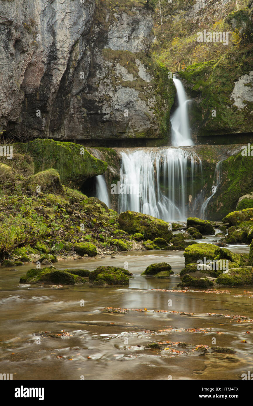 Cascata de la Billaude, Franche-Comté, Francia Foto Stock