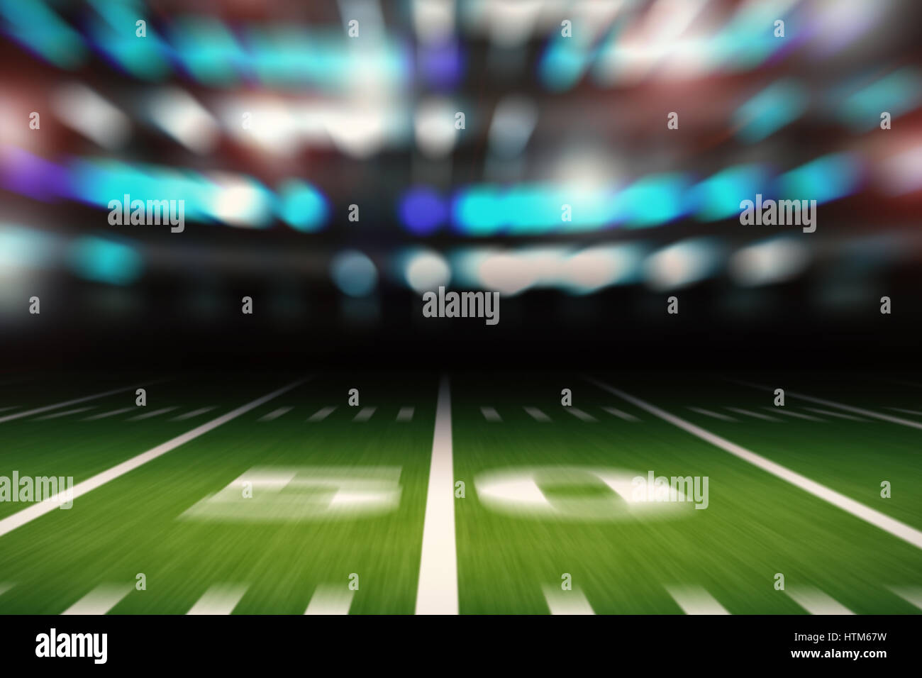 3D rendering vuoto american football Stadium sfondo sfocato Foto Stock