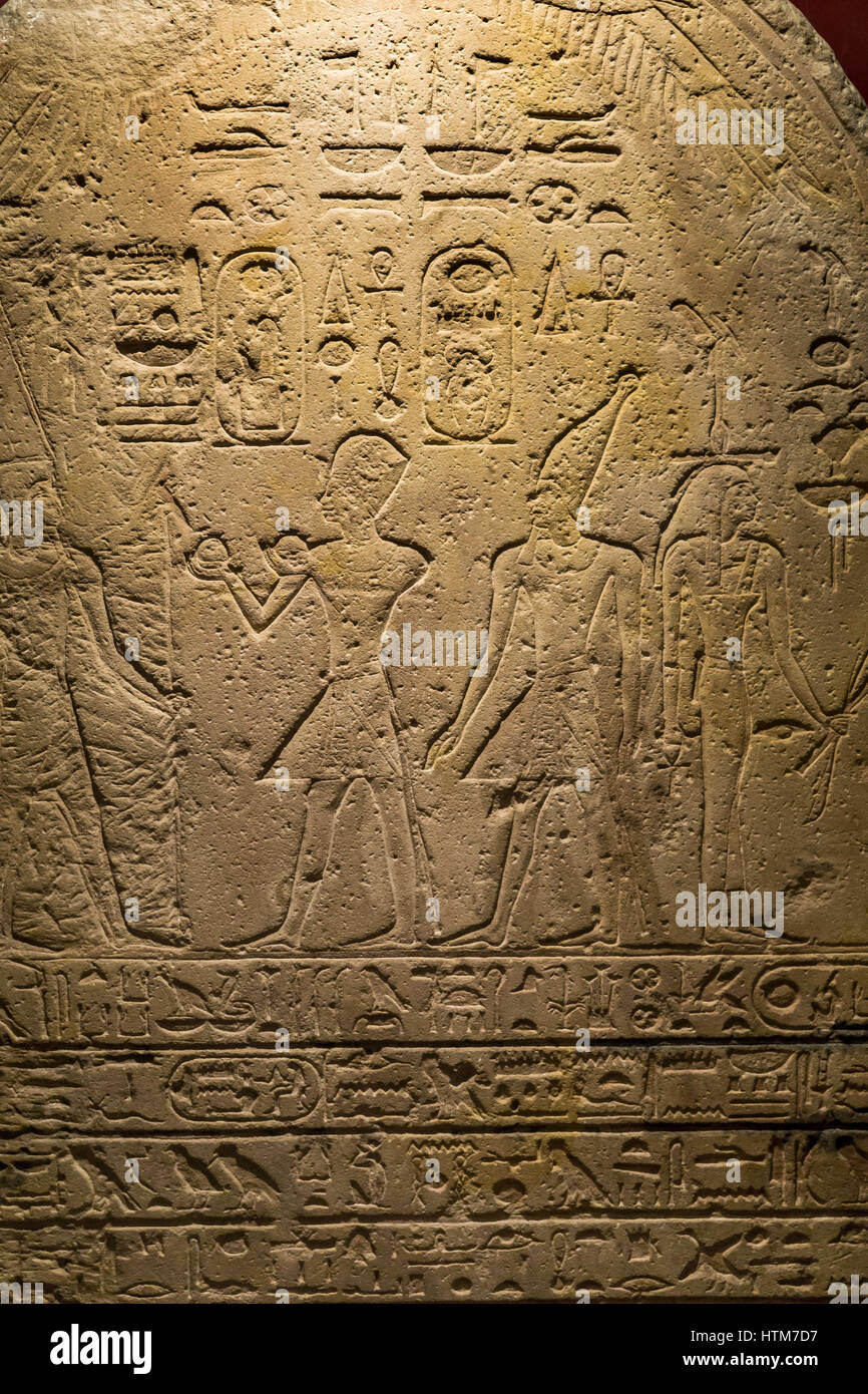 Museo Gregoriano Egizio in Vaticano museo,Stele di Hatshepsut e Thutmosi III West Tebe ventottesima dinastia, regno di Hatshepsut 1473-1458. Foto Stock