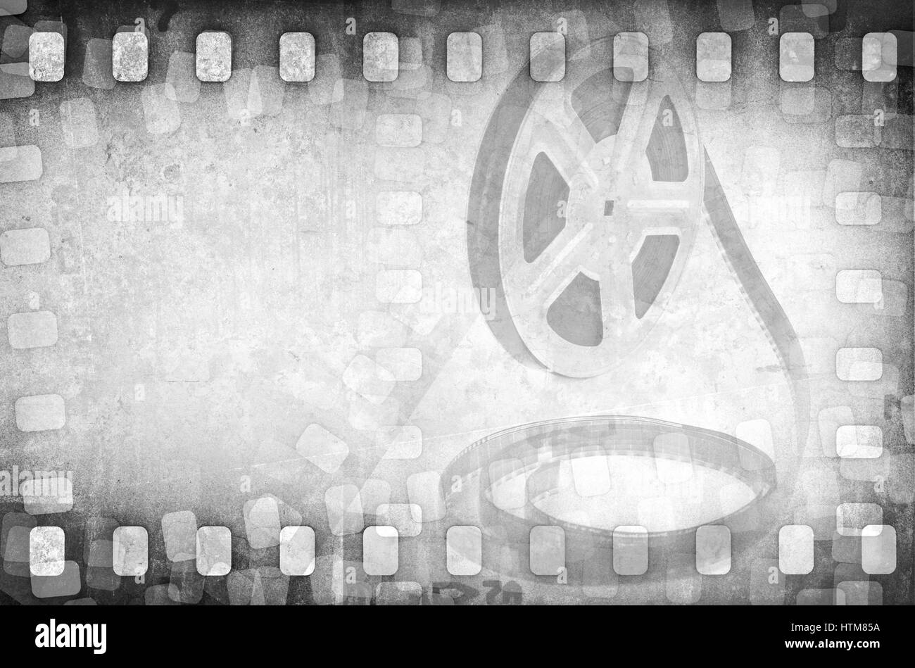 Grunge vecchio motion picture bobina di pellicola con strisce Foto Stock