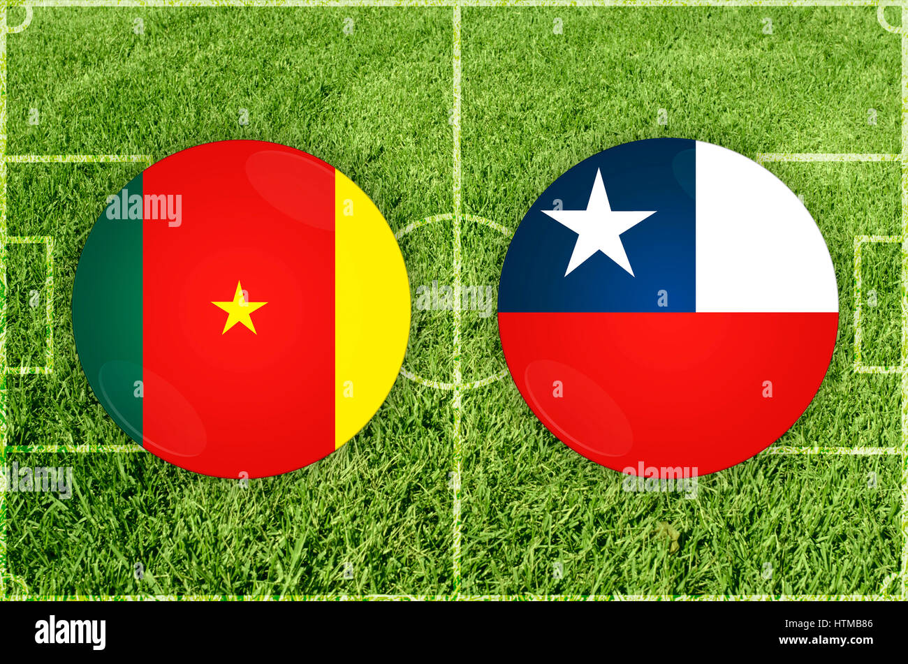 Camerun vs Cile partita di calcio Foto Stock