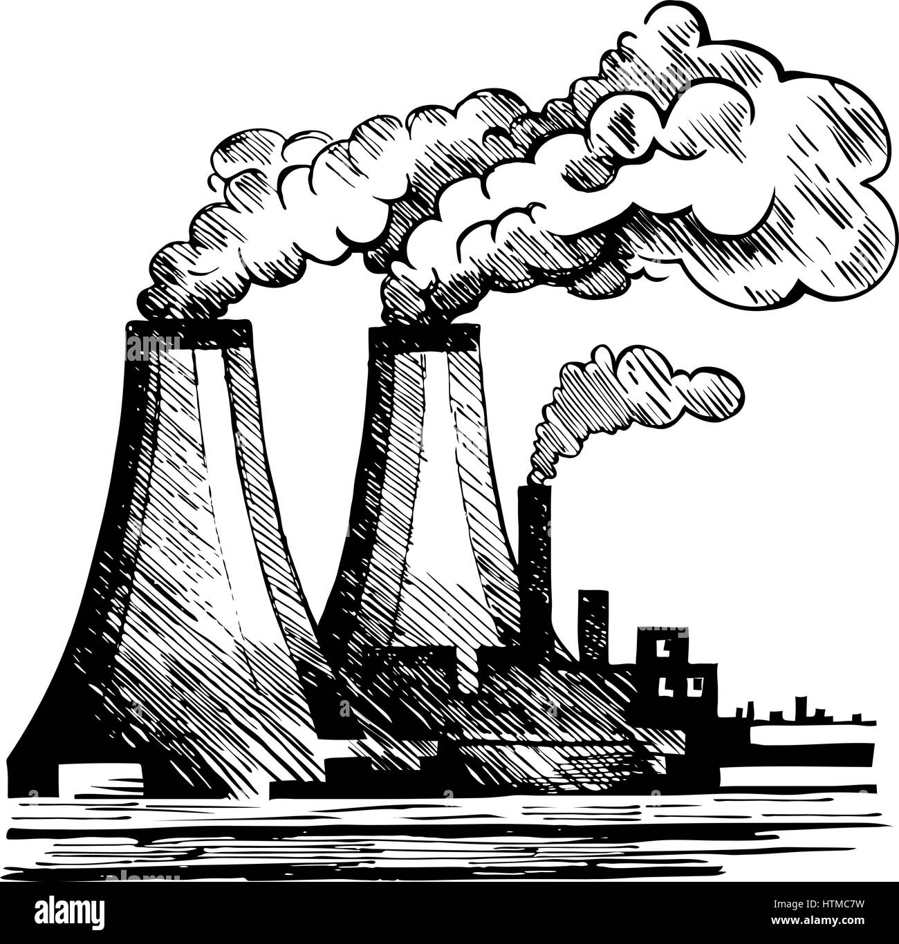 Ecologia dell'aria e il problema dell'inquinamento atmosferico. Illustrazione Vettoriale