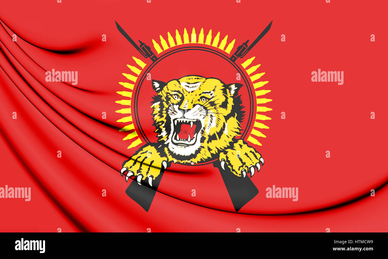 3D Bandiera del Tamil Eelam. 3D'illustrazione. Foto Stock