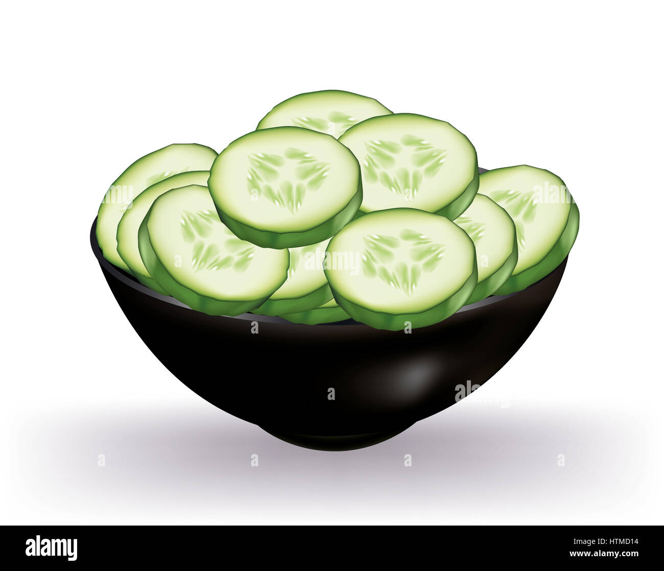 Fette di cetriolo in una ciotola Foto Stock