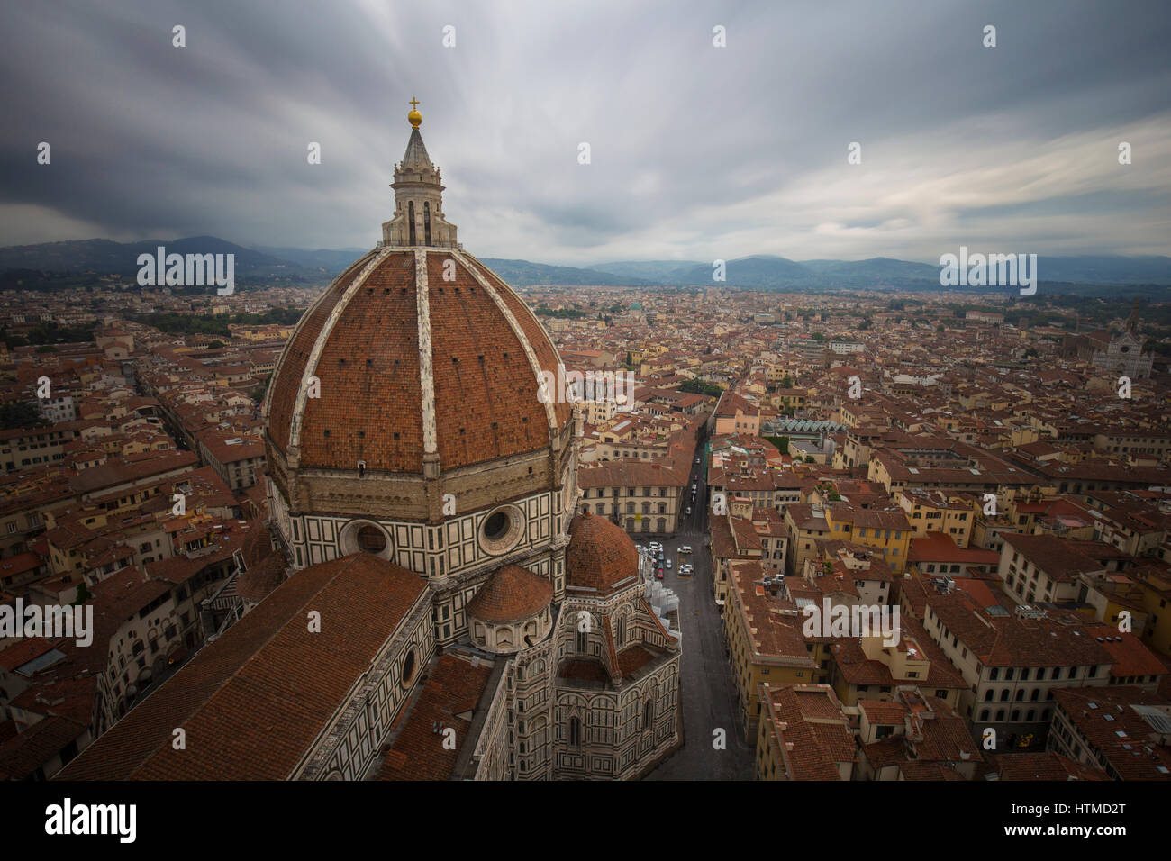 Firenze Veduta della città dal Campanile di Giotto in Italia (lunga esposizione) Foto Stock