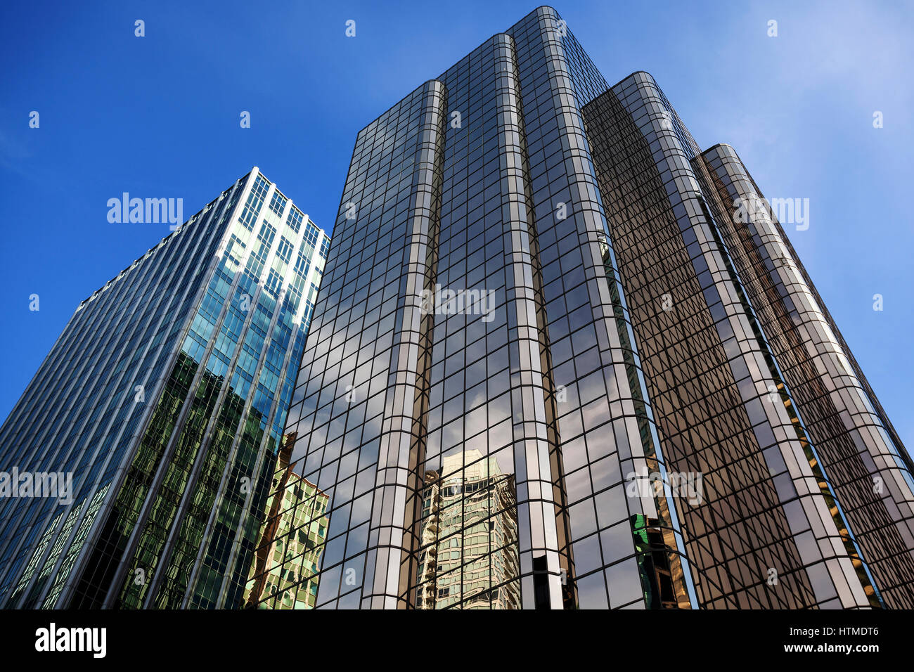 Grattacieli, facciate di vetro, Vancouver, British Columbia Provincia, Canada Foto Stock