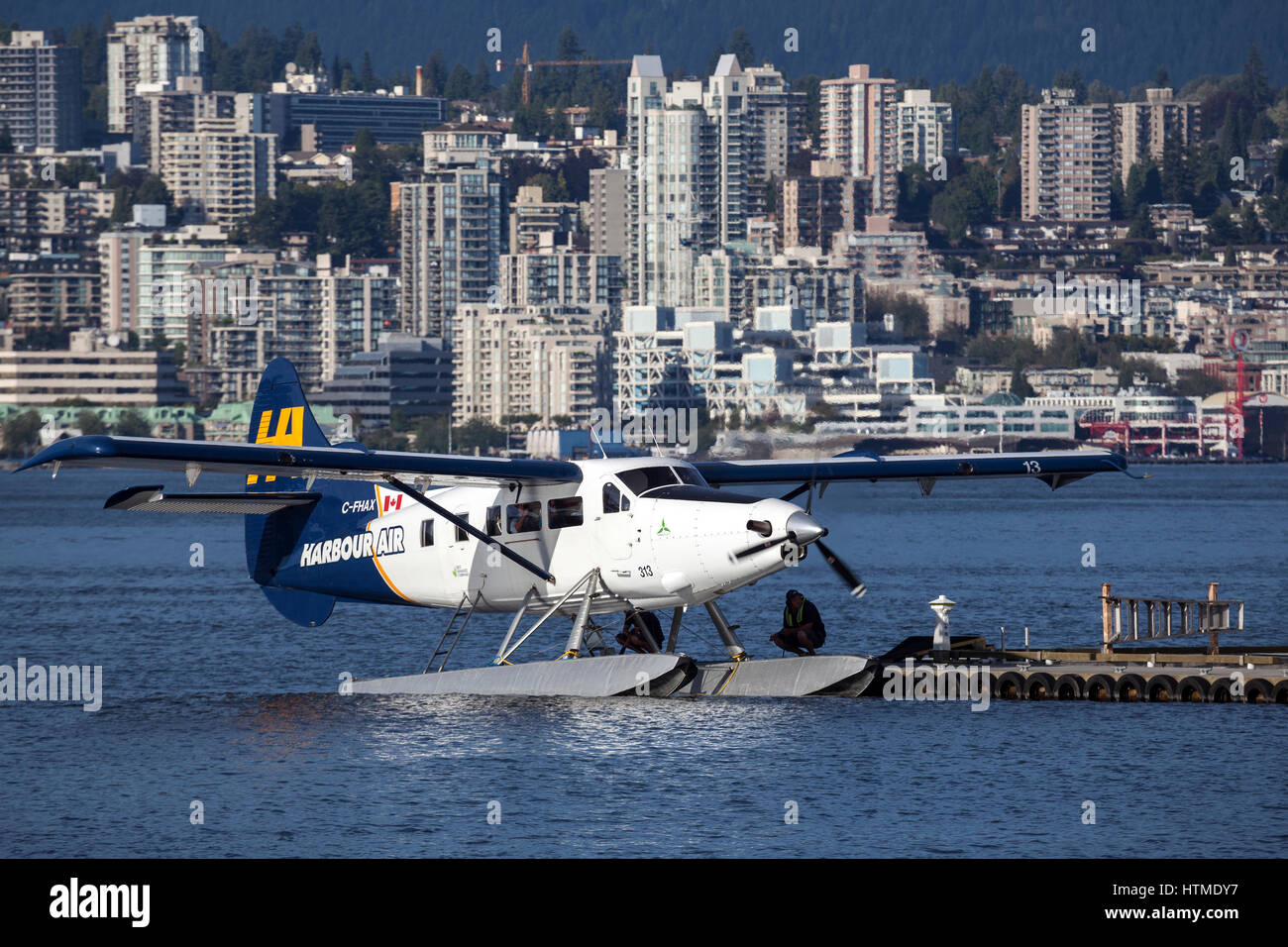 Idrovolante a Vancouver Coal Harbour, un marina, Vancouver, British Columbia Provincia, Canada Foto Stock