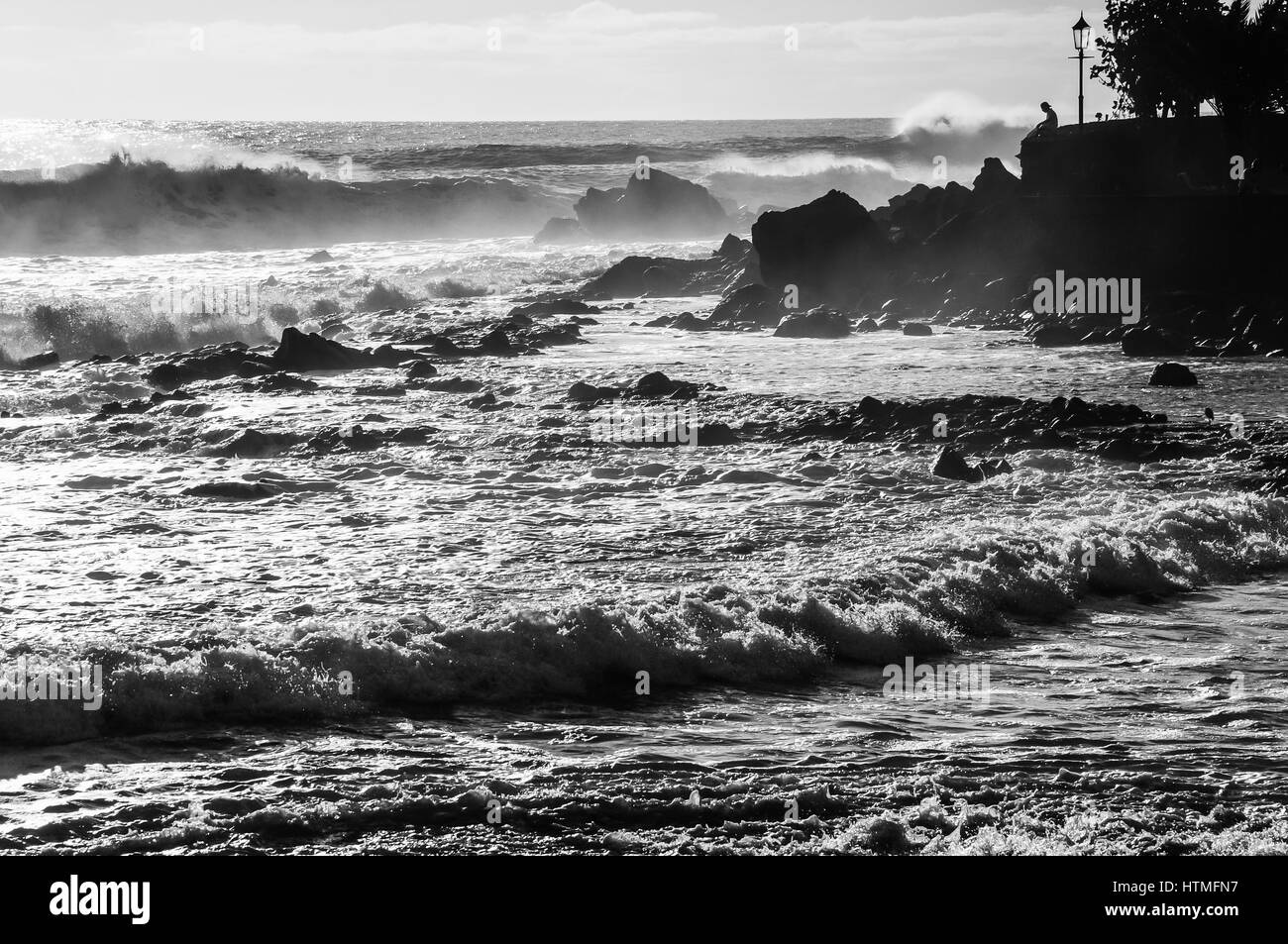 Costa di La Gomera al crepuscolo Foto Stock