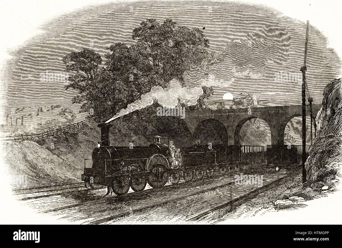 Un treno di posta su cui lettere sono stati ordinati mentre è percorsa attraverso la notte tra le città, sostituendo la necessità per il cavallo disegnato a carrozze di posta. Da 'l'Illustrated London News", Gennaio 1849. Foto Stock