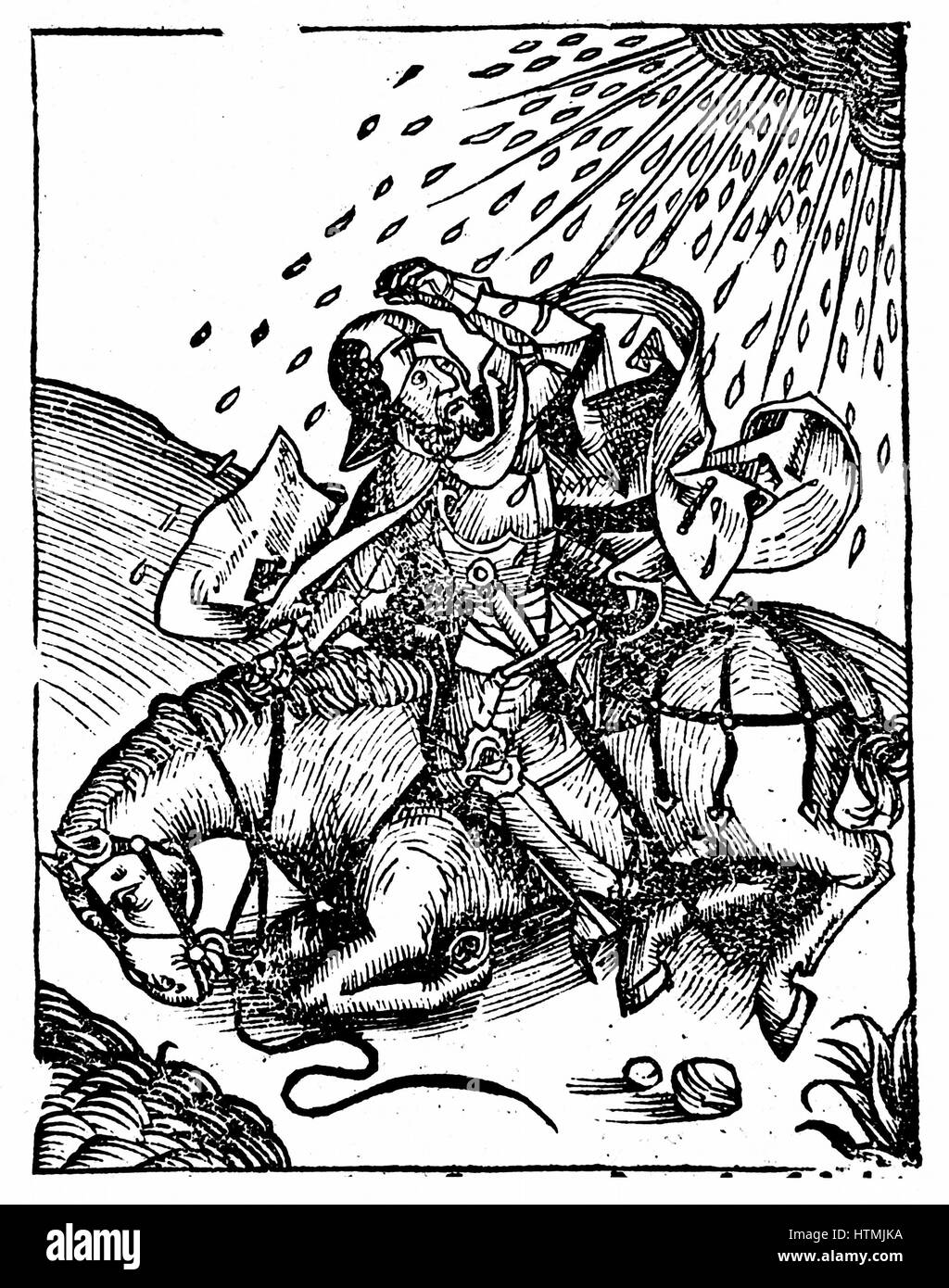 La conversione di san Paolo sulla via di Damasco. Da Hartmann Schedel "Liber chronicarum mundi" Norimberga 1493. Xilografia Foto Stock