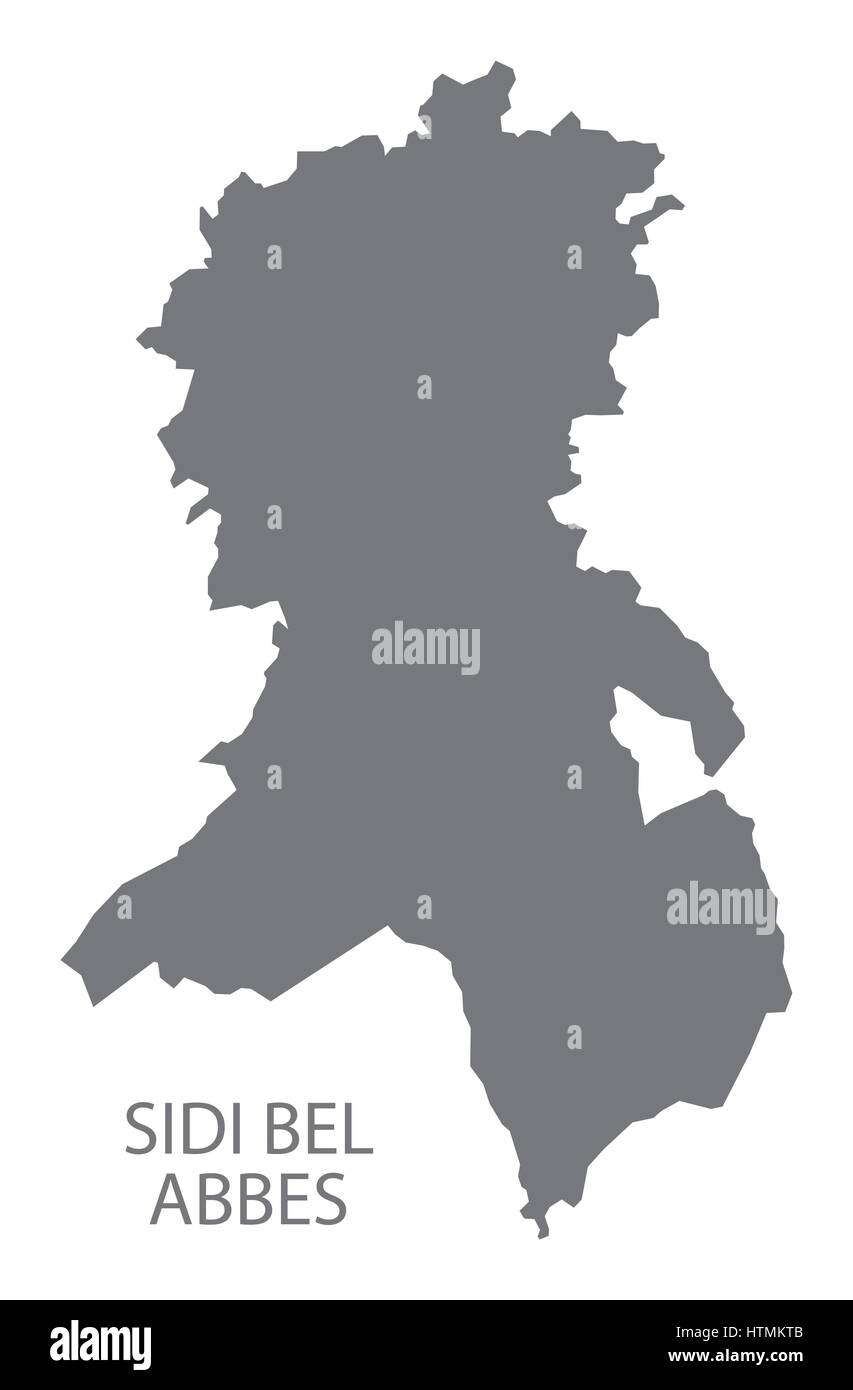 Sidi Bel abbes Algeria mappa illustrazione grigio silhouette Illustrazione Vettoriale