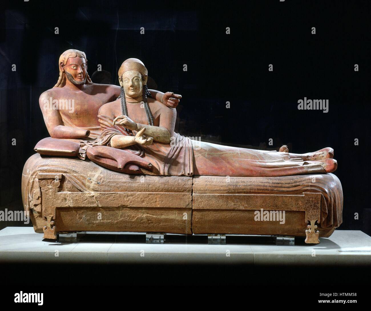 Arte etrusca. Sarcofago con coppia reclinabili, Ceveteri Italia VI secolo A.C.: terracotta dipinta. Louvre di Parigi Foto Stock