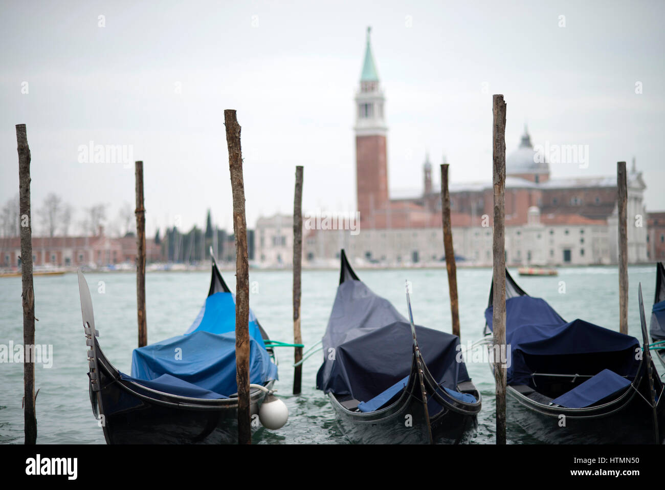 Barche in Gondola a Venezia, Italia Foto Stock