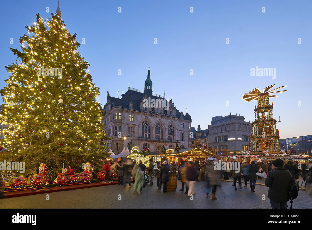 Mercato di Natale, Halle / Saale, Sassonia-Anhalt, Germania Foto Stock