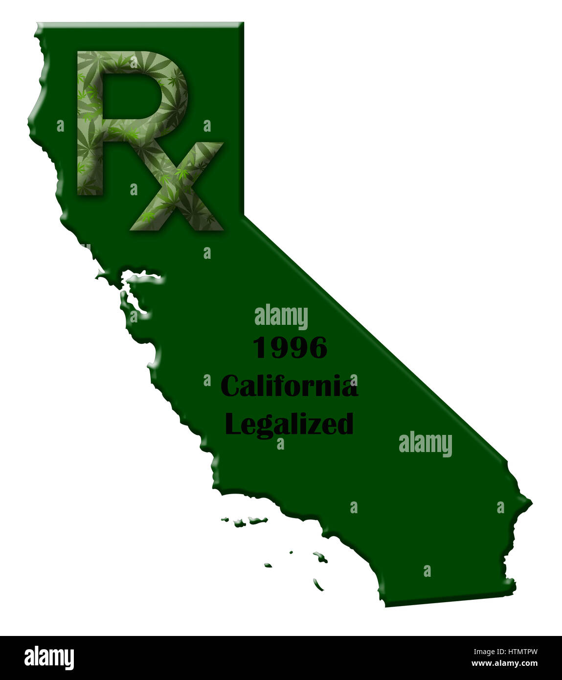 Mappa dello stato della California che illustra quando la marijuana medica è stato legalizzato. Foto Stock