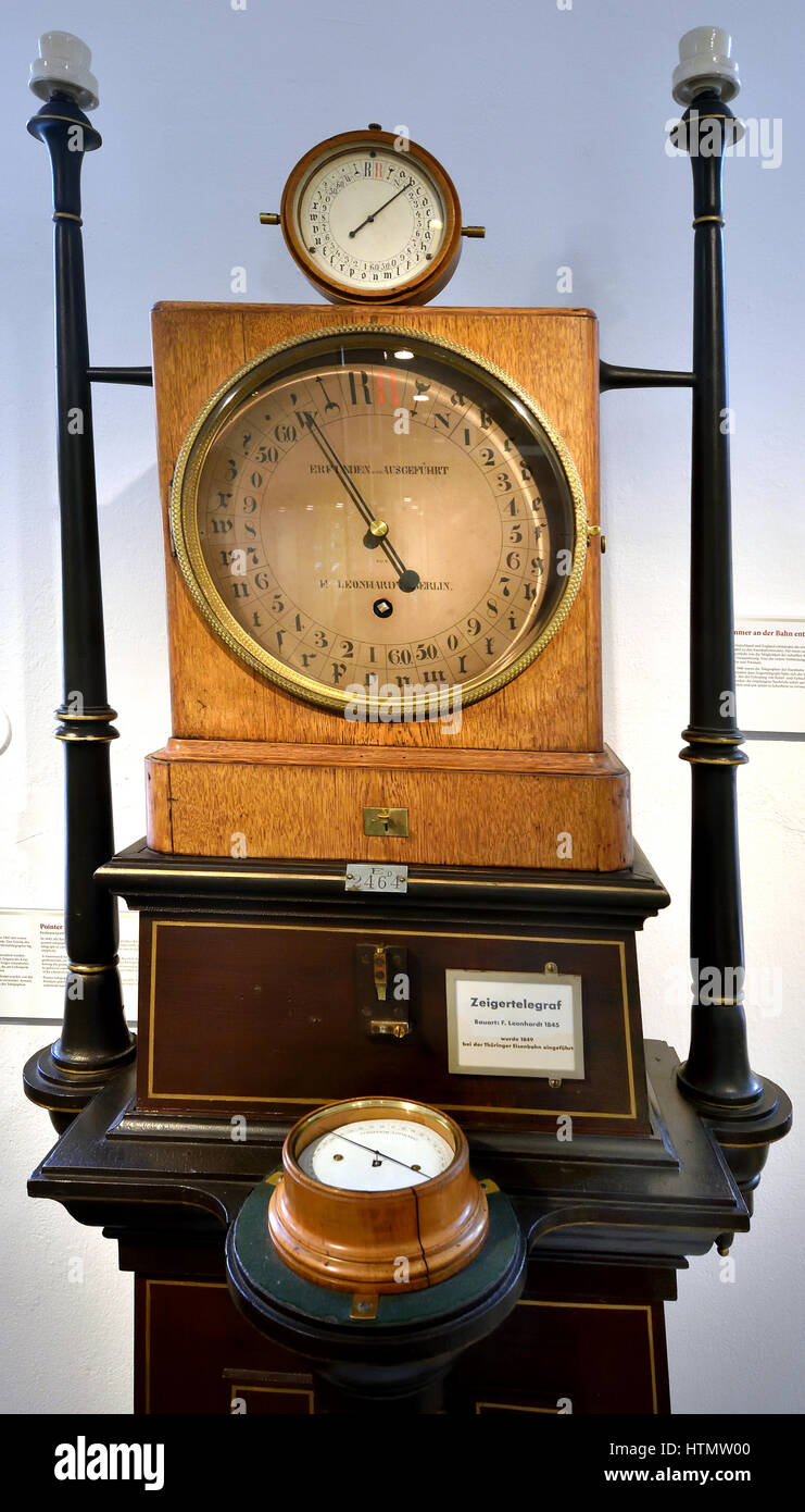 Zeigertelegraf - Puntatore telegraph ( filo ) Bauart F. Leonhardt 1845 Museo della Tecnologia (Deutsches Technikmuseum, scientifiche e tecniche di raccolta. ) La Germania Berlino Kreuzberg Foto Stock