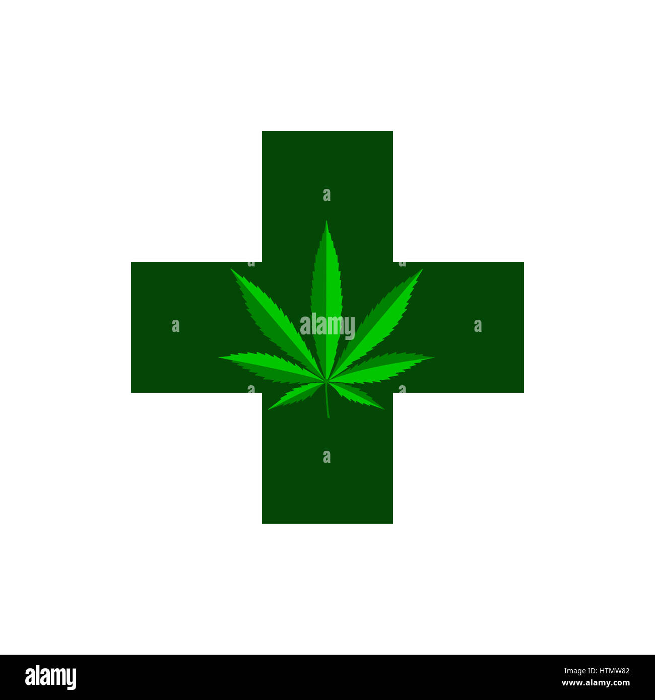 Simbolo di medici che illustra l'utilizzo legale di marijuana medica. Foto Stock
