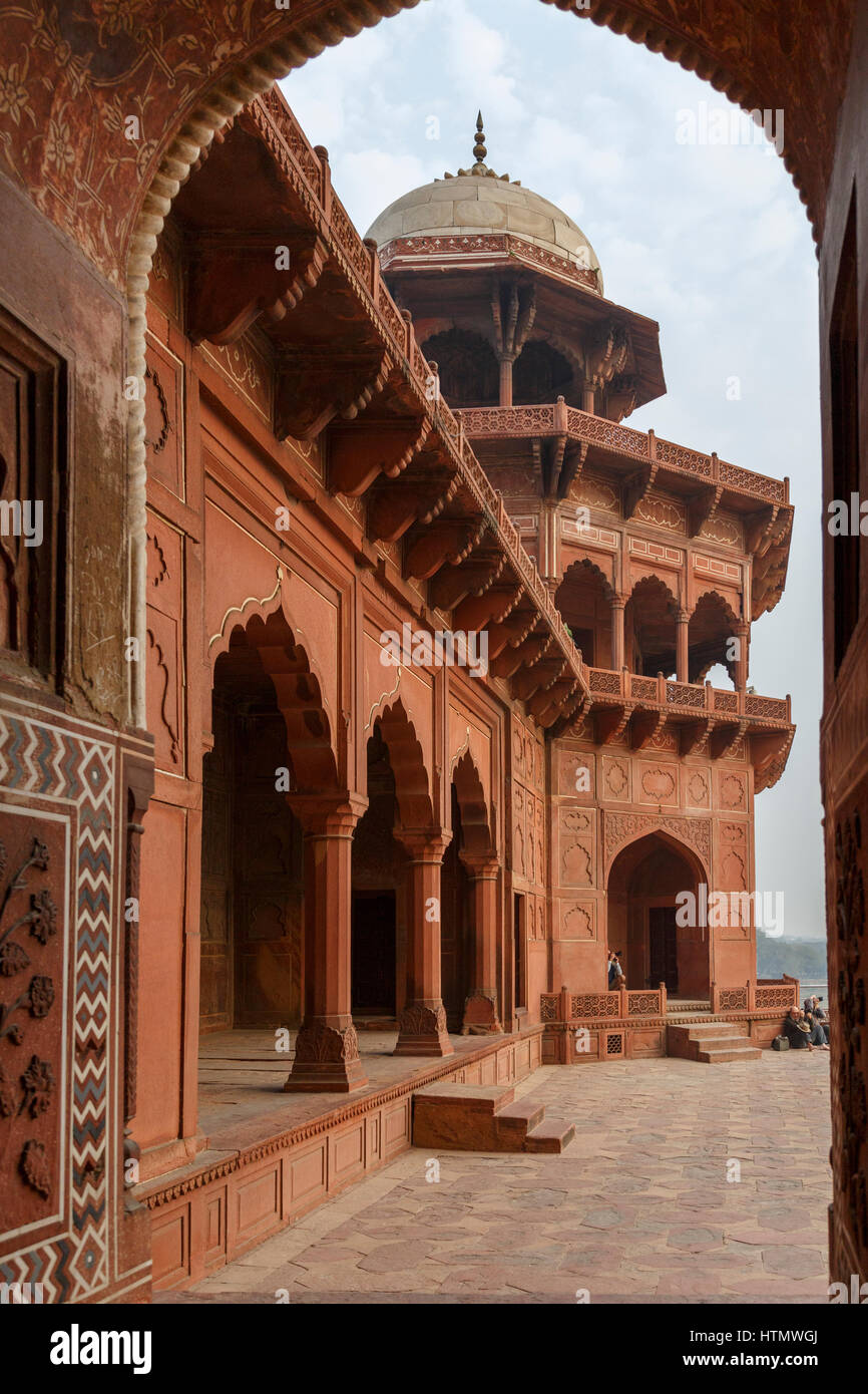 La moschea, Taj Mahal, Uttar Pradesh, India Foto Stock