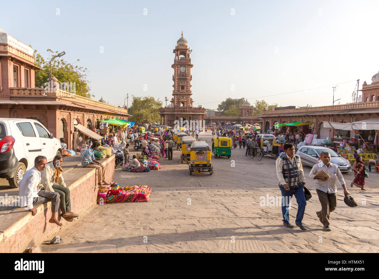 La Torre dell Orologio e mercato Sardar, Jodhpur, India Foto Stock