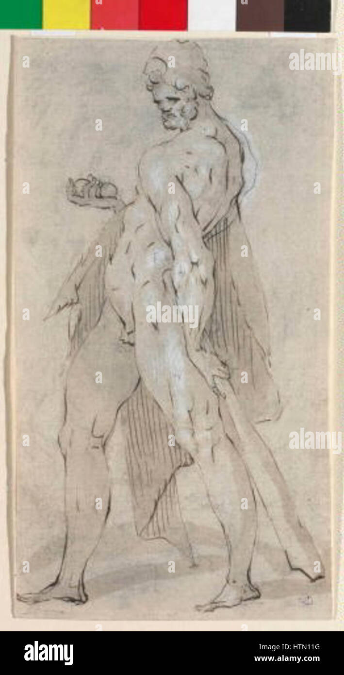 Kreslir Adrian de Vries - Herkules s jablky Hesperidek Foto Stock