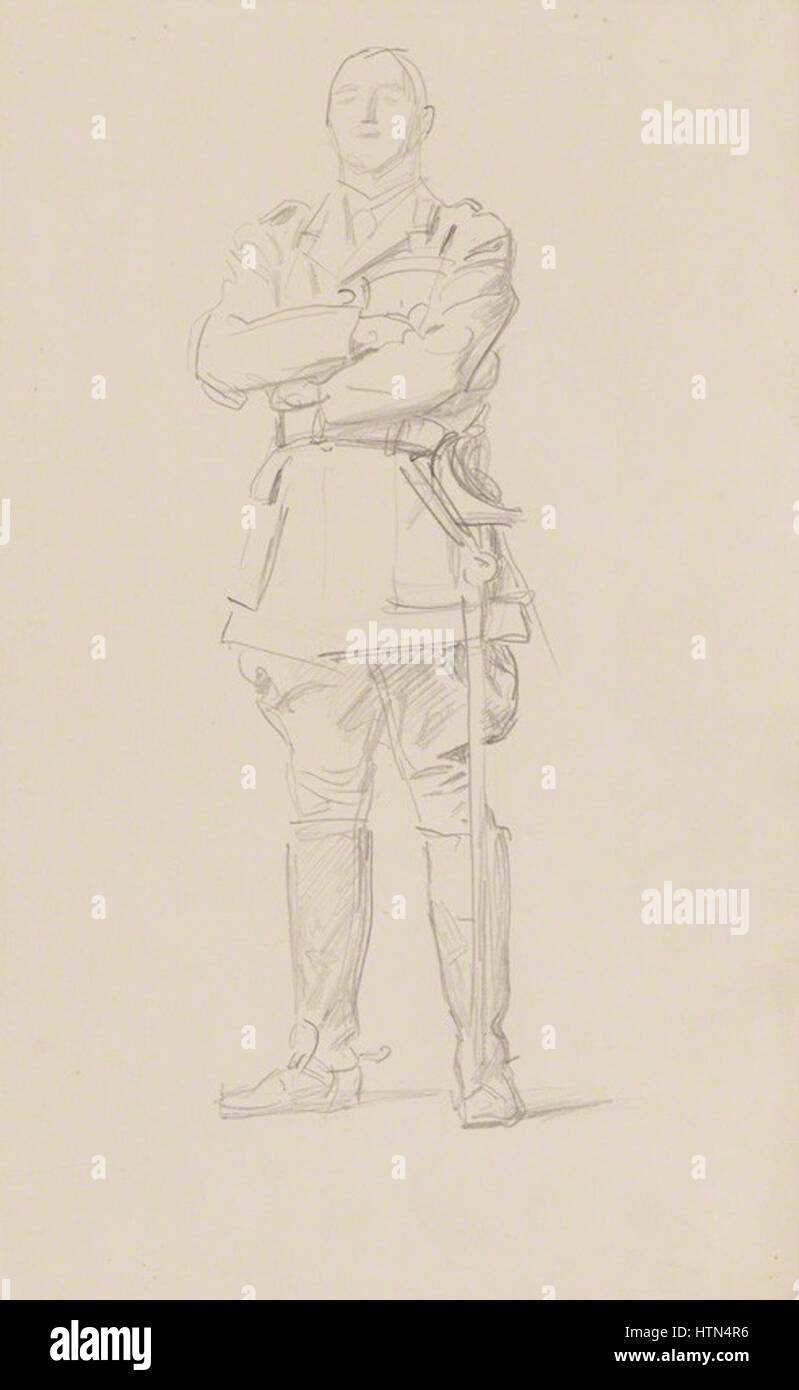 Questo studio di Louis Botha, un importante leader militare e politico sudafricano, cattura la sua somiglianza e riflette l'approccio dell'artista alla ritrattistica storica. Botha è stato fondamentale nella storia del Sudafrica all'inizio del XX secolo, in particolare come primo primo ministro dell'Unione del Sudafrica. Foto Stock