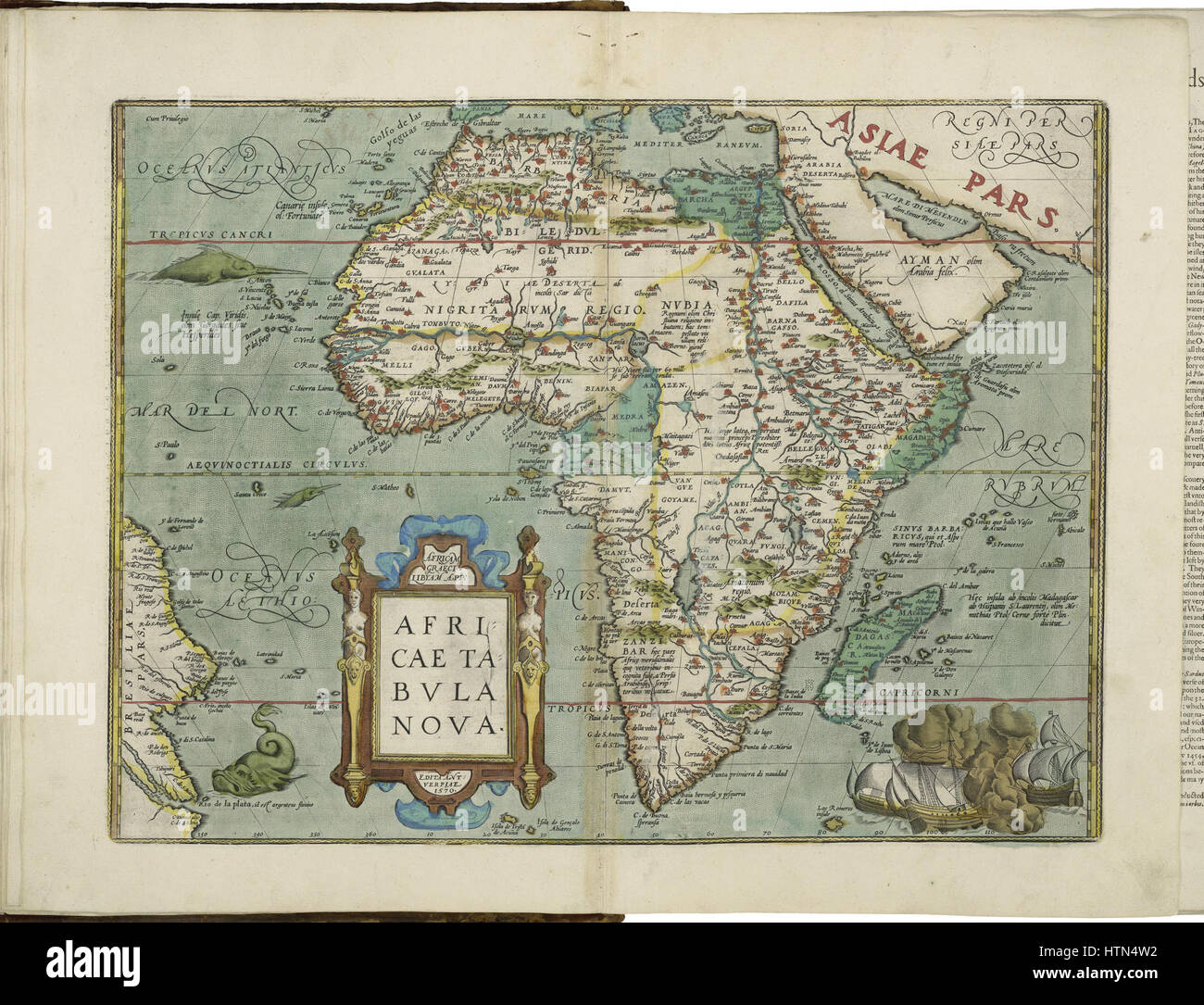 Mappa di Africa da Abraham Ortelius Foto Stock