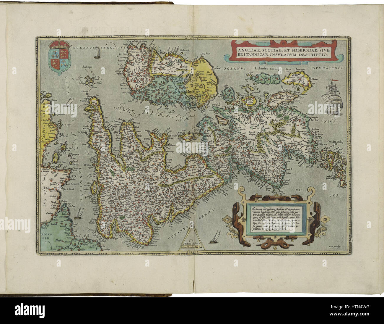 Mappa di Inghilterra, in Scozia e in Irlanda da Abraham Ortelius Foto Stock