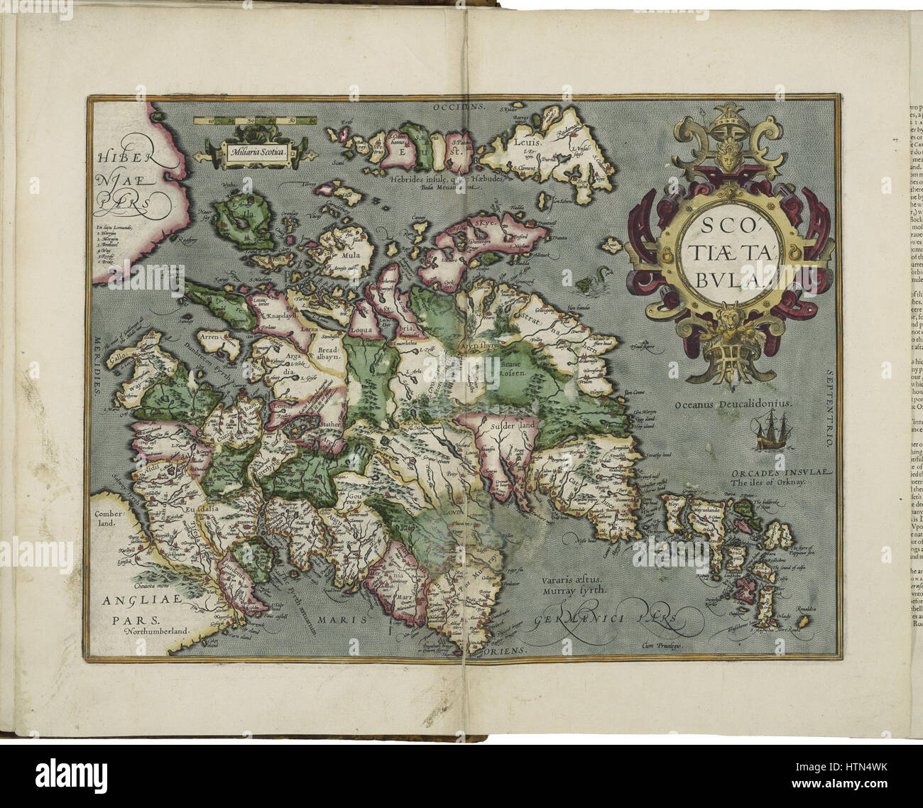 Mappa della Scozia da Abraham Ortelius Foto Stock
