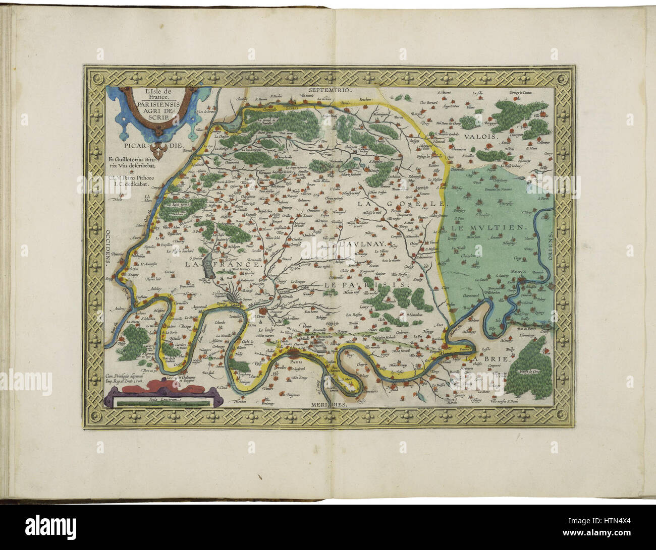 Mappa dell'Ile de France da Abraham Ortelius Foto Stock
