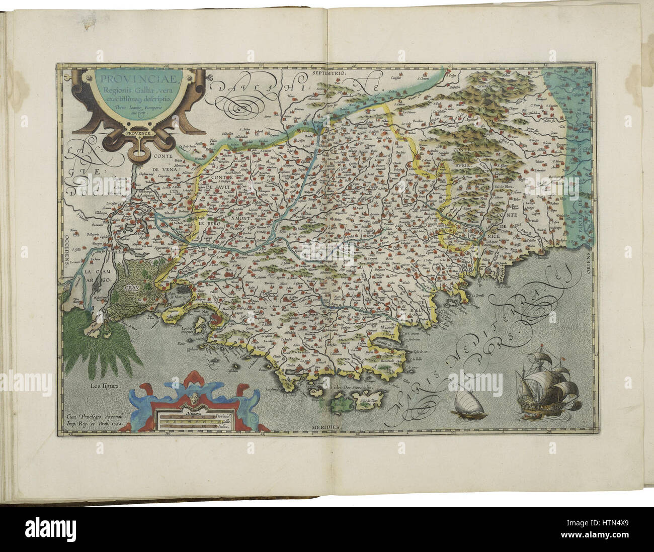 Mappa della Provenza da Abraham Ortelius Foto Stock