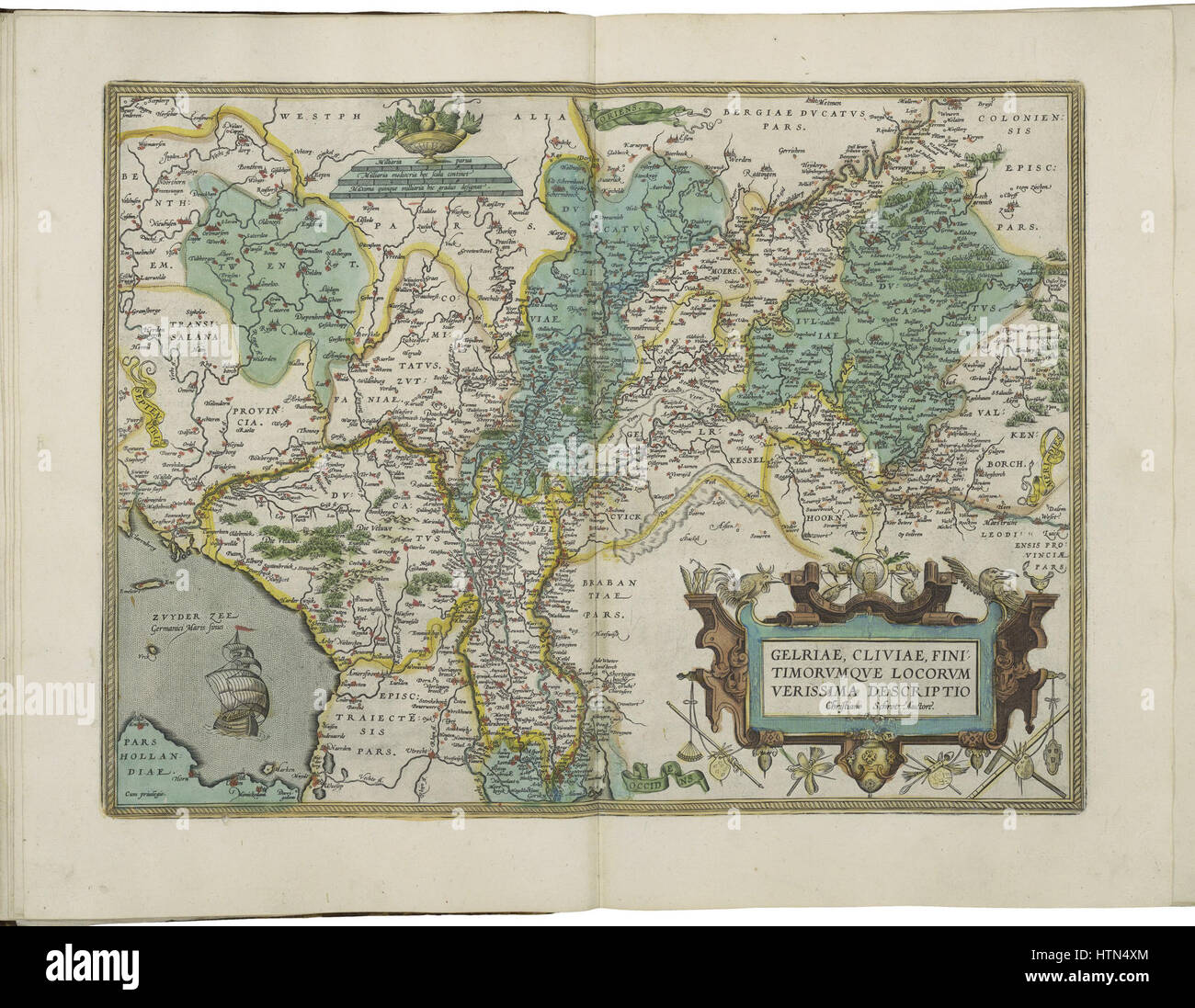 Mappa di Gelderland da Abraham Ortelius Foto Stock