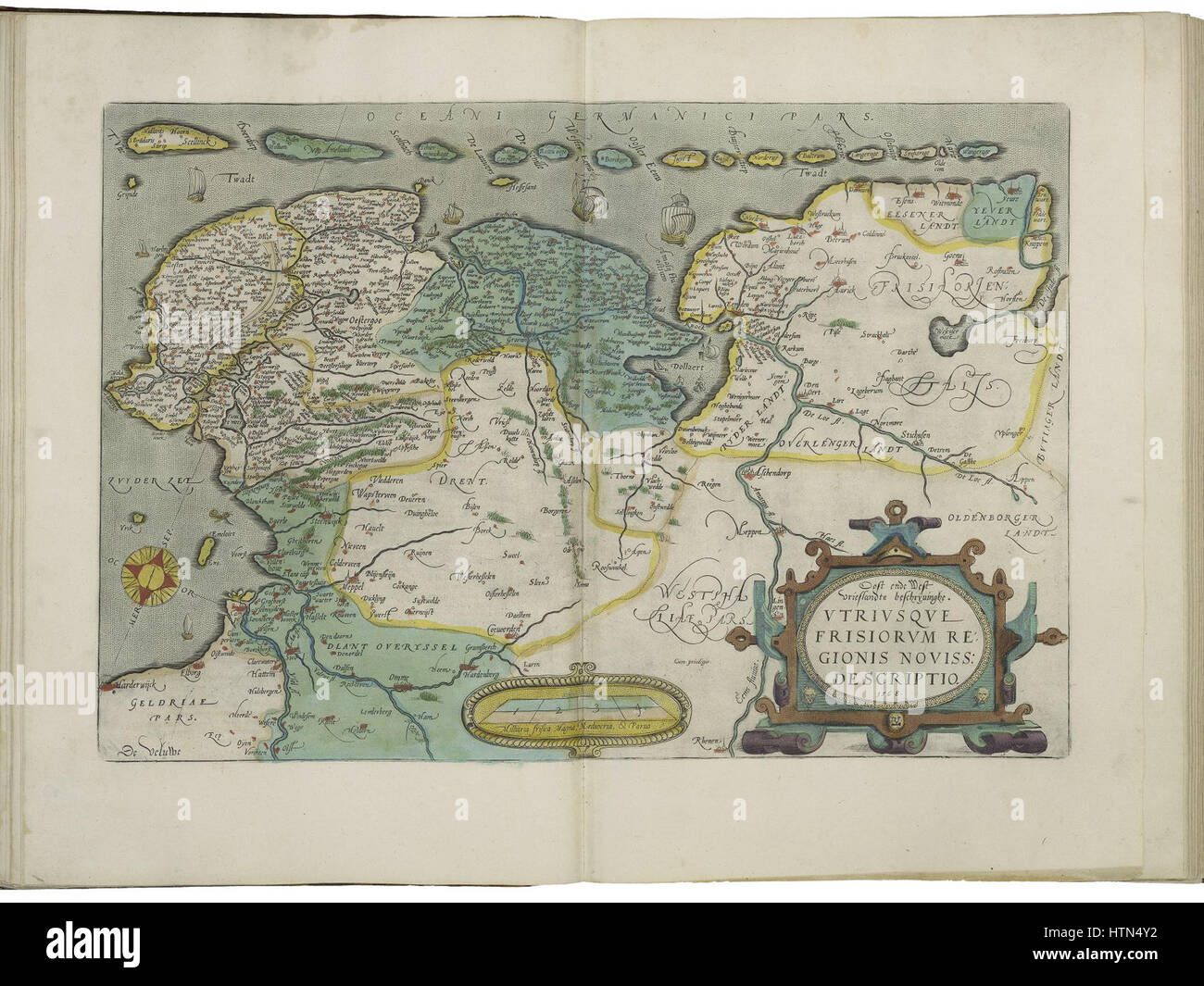Mappa di Frisia da Abraham Ortelius Foto Stock