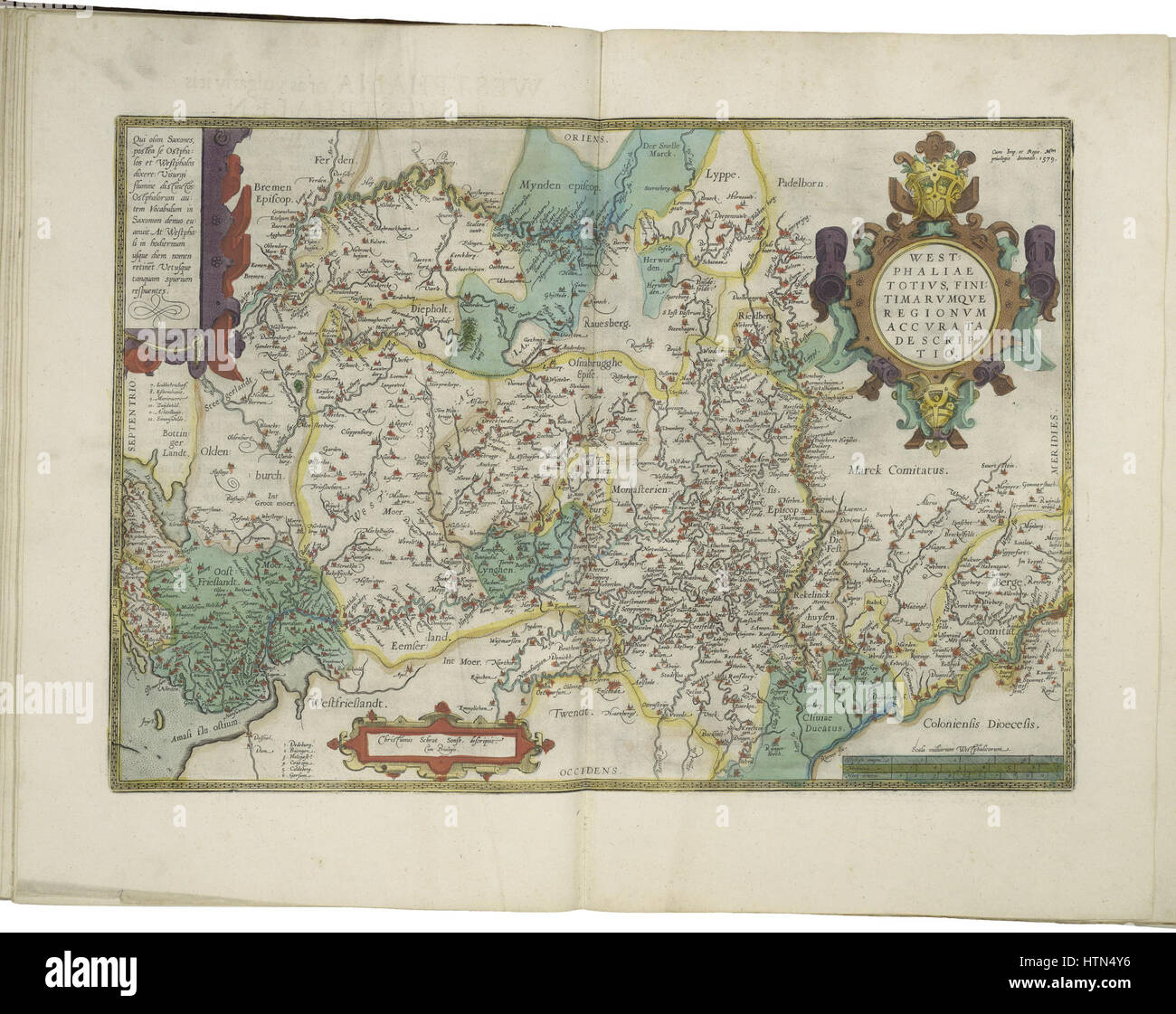 Mappa di Vestfalia da Abraham Ortelius Foto Stock