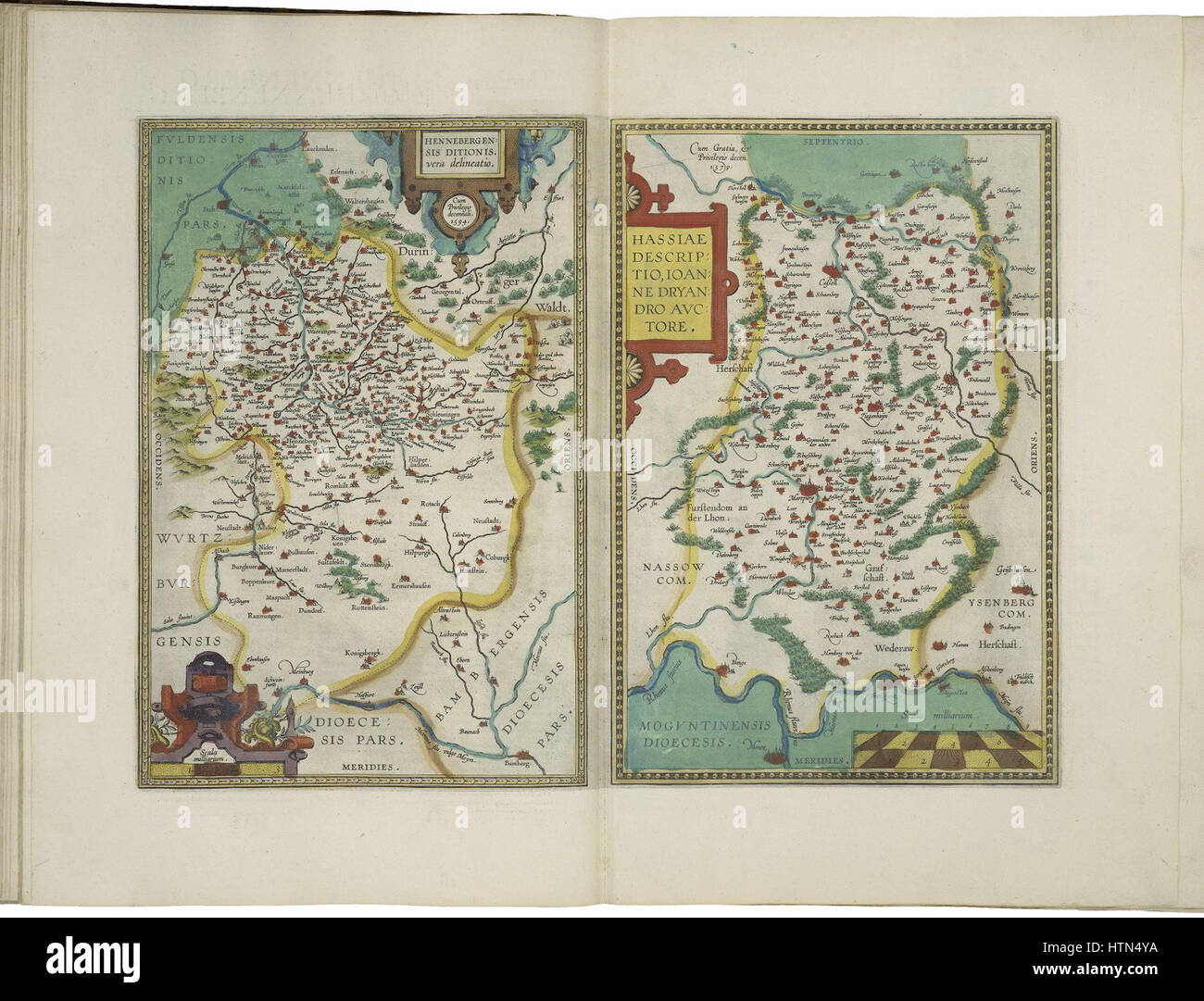 Mappe di Hennenberg e di Hesse da Abraham Ortelius Foto Stock