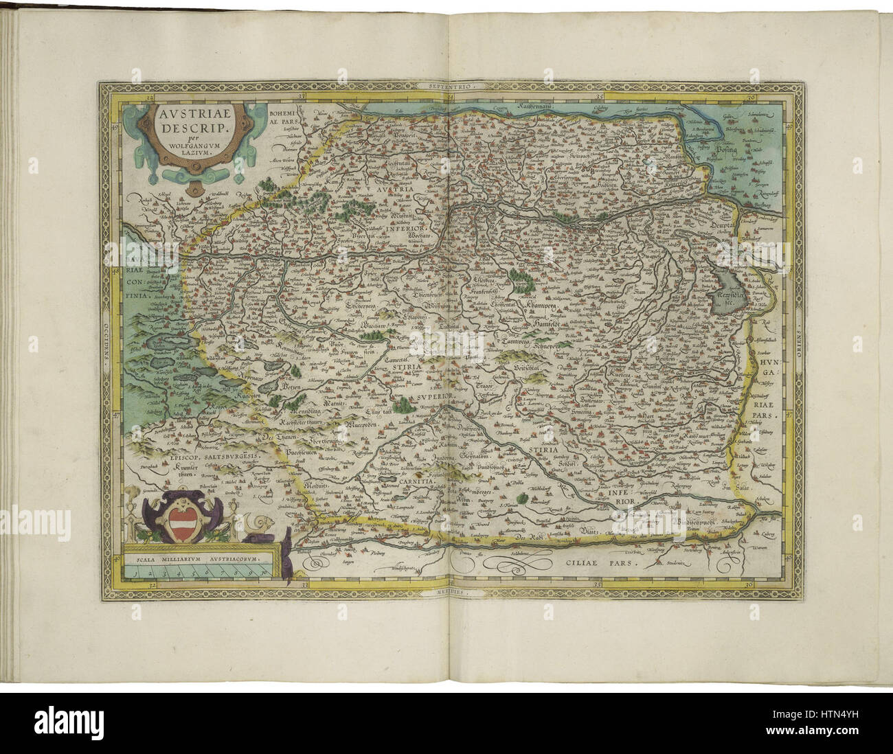Mappa di Austria da Abraham Ortelius Foto Stock