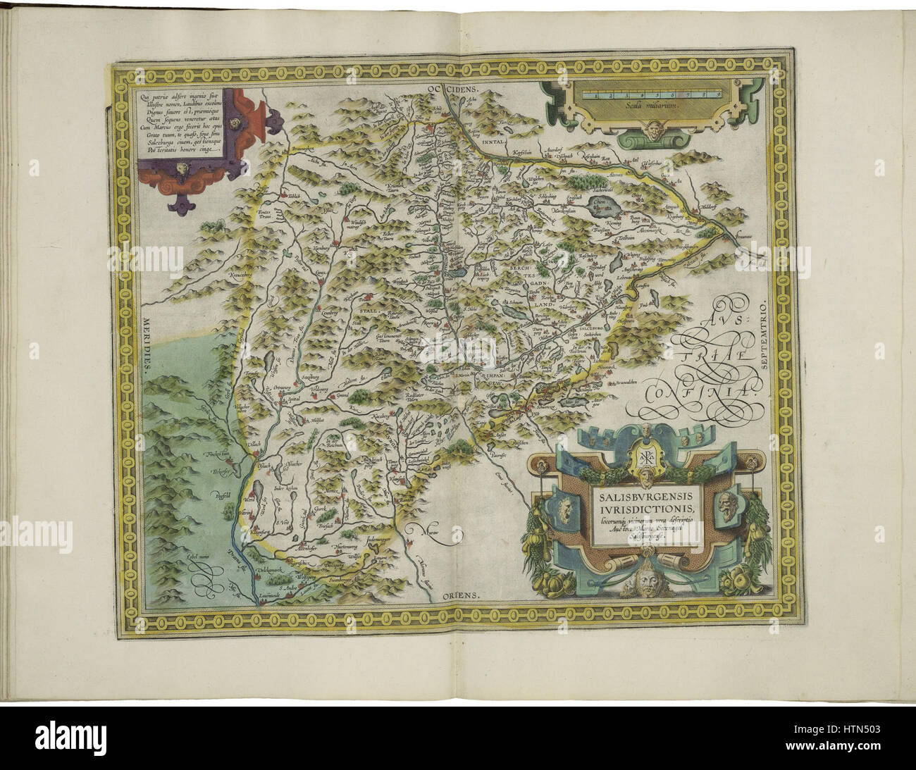 Mappa di Salisburgo da Abraham Ortelius Foto Stock