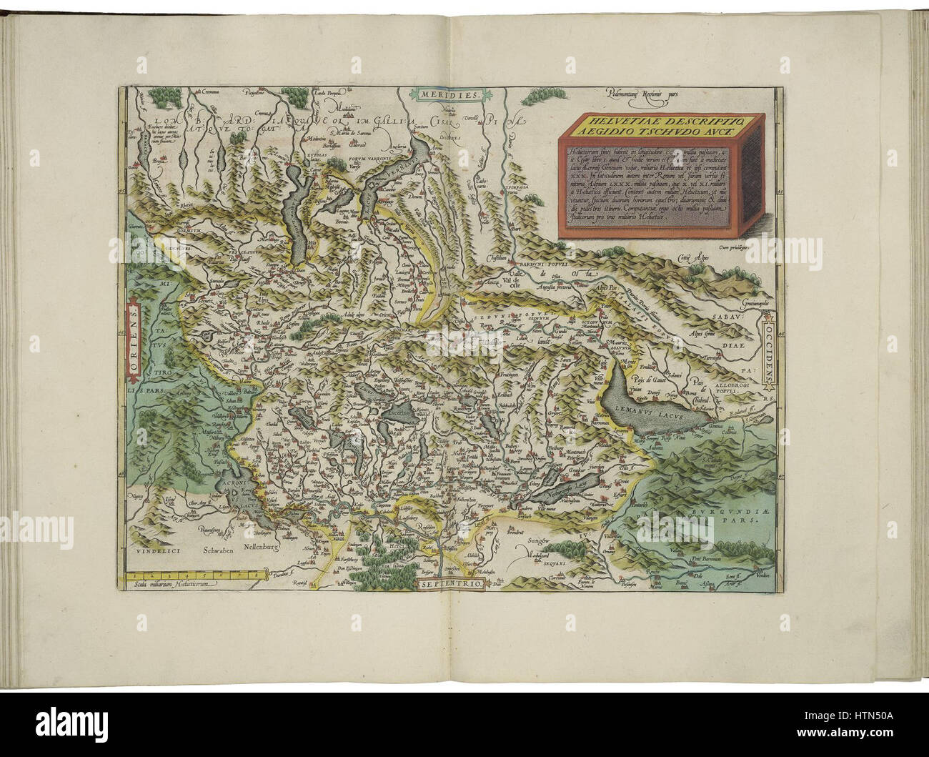 Cartina della Svizzera da Abraham Ortelius Foto Stock