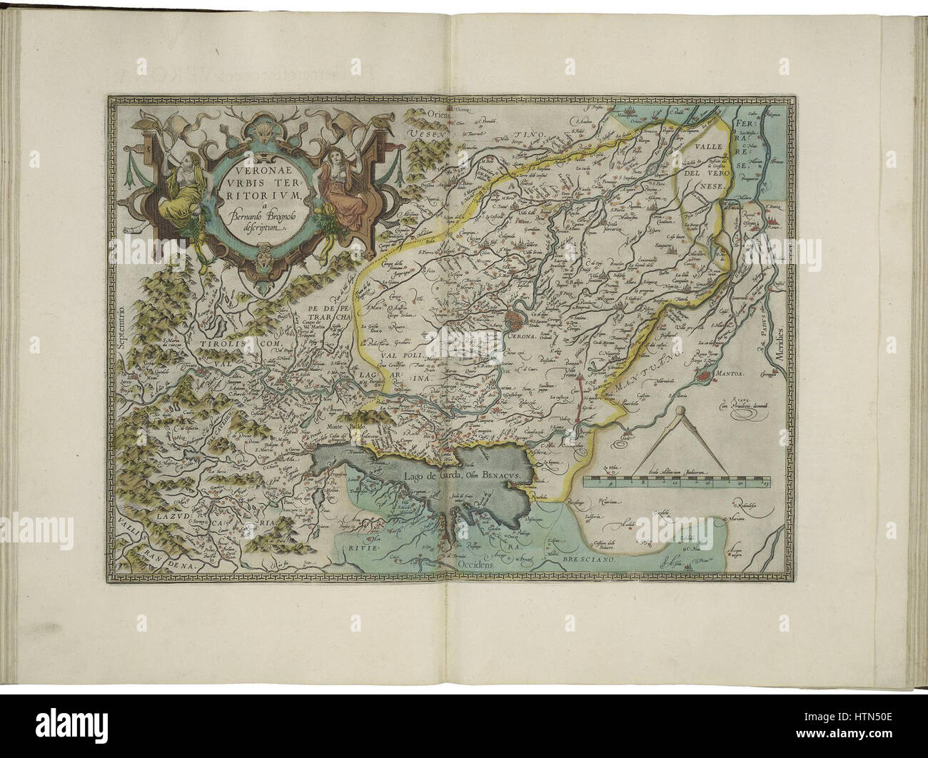 Mappa di la libertà di Verona da Abraham Ortelius Foto Stock