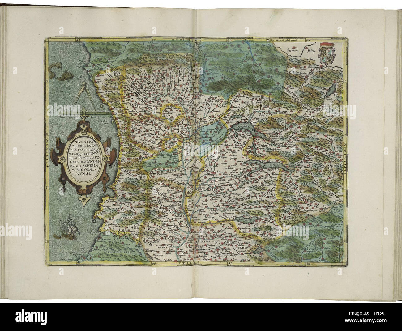 Mappa del ducato di Milano da Abraham Ortelius Foto Stock