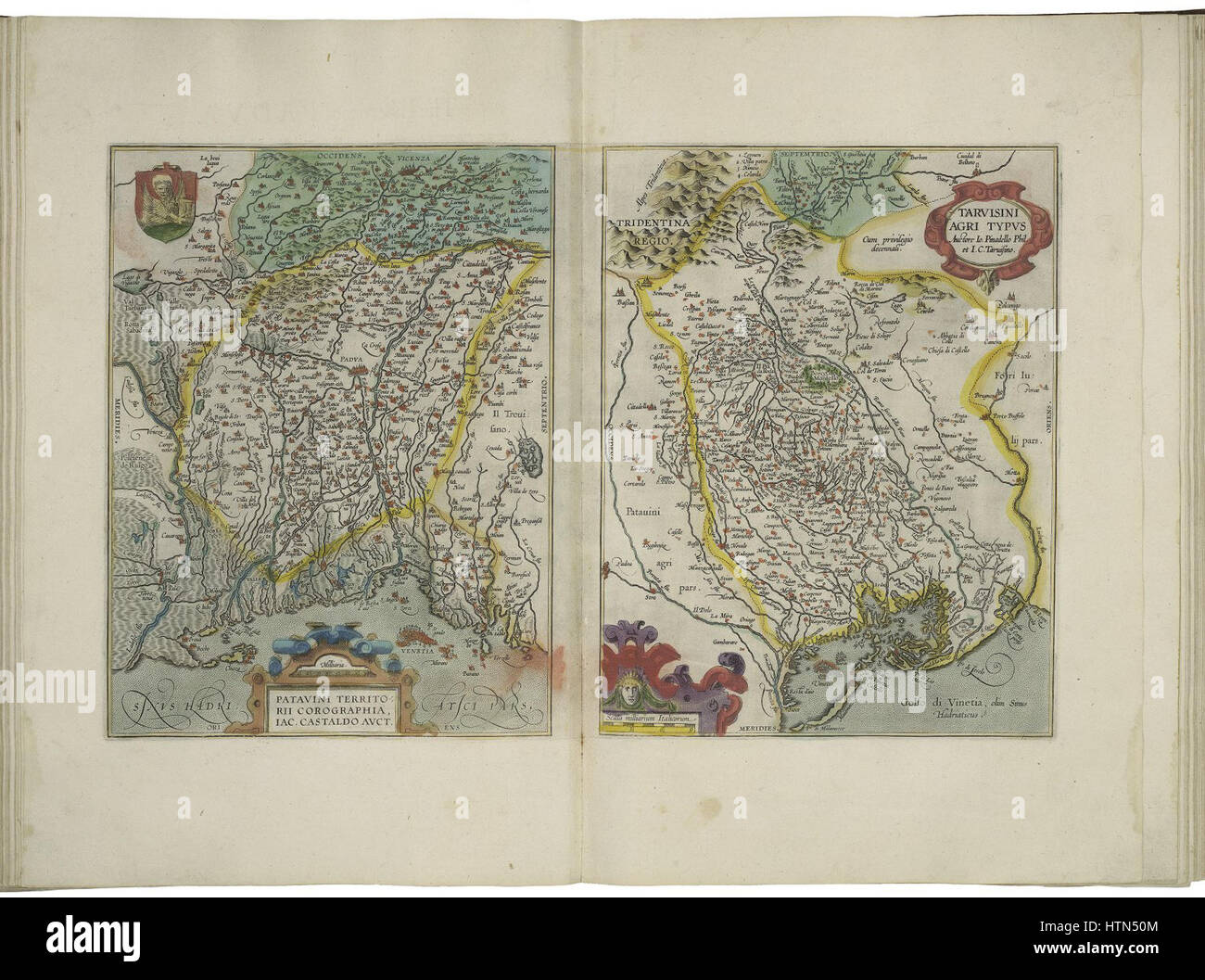 Mappe della libertà di Padova e delle libertà di Treviso da Abraham Ortelius Foto Stock