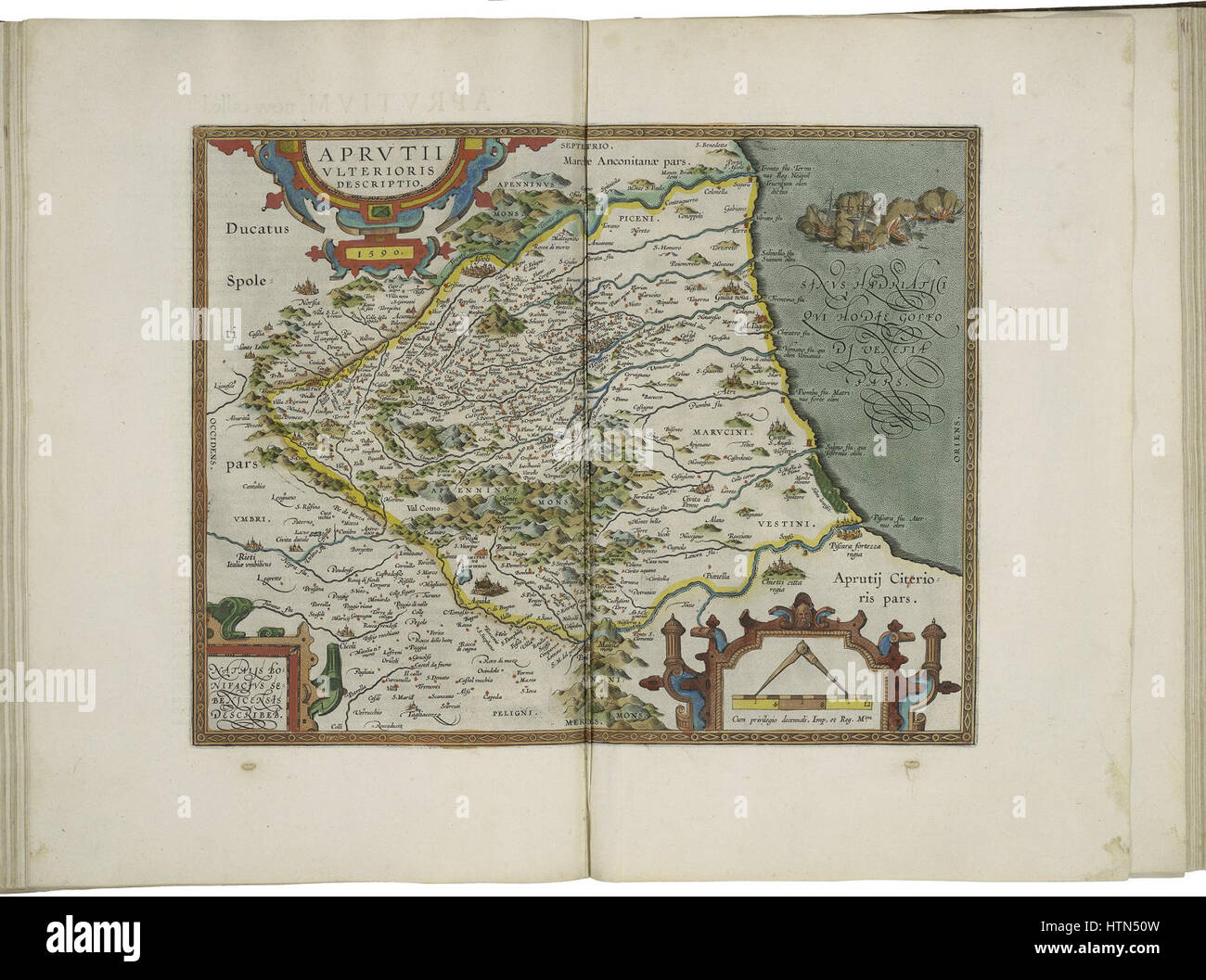 Mappa di Abruzzo da Abraham Ortelius Foto Stock