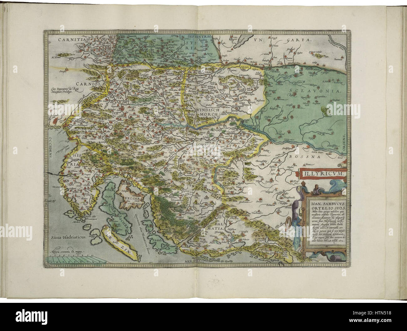 Mappa di Illyricum da Abraham Ortelius Foto Stock