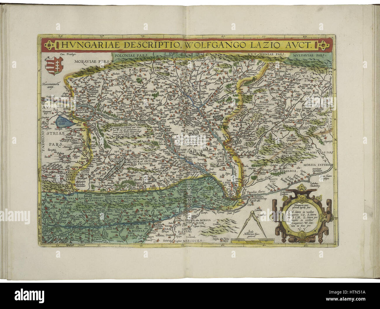 Mappa di Ungheria da Abraham Ortelius Foto Stock