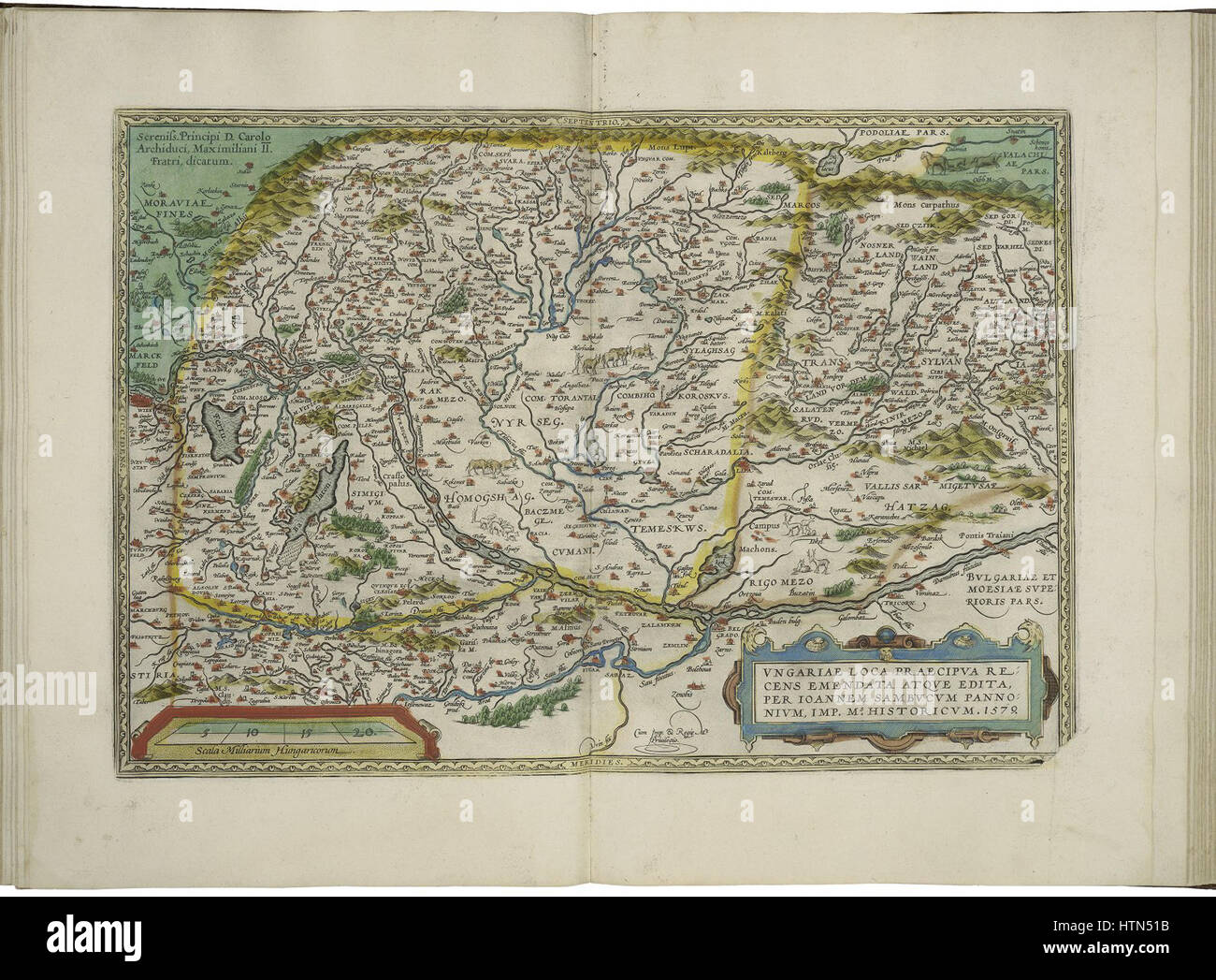 Mappa di Ungheria (2nd) da Abraham Ortelius Foto Stock