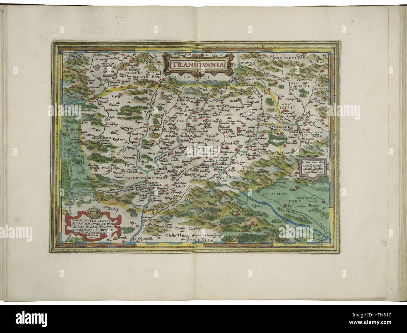 Mappa di Transilvania da Abraham Ortelius Foto Stock